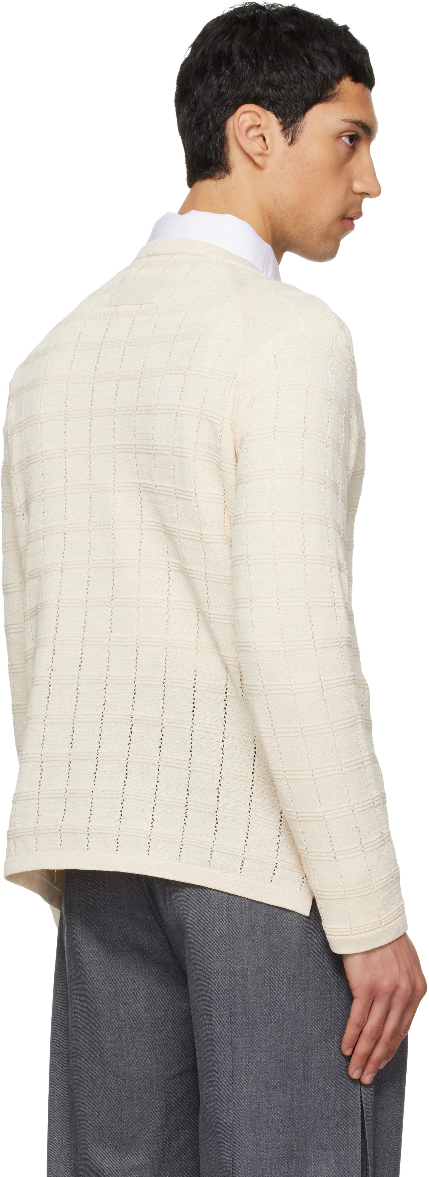 NULLUS - Off-White Cube Texture Knit Sweater