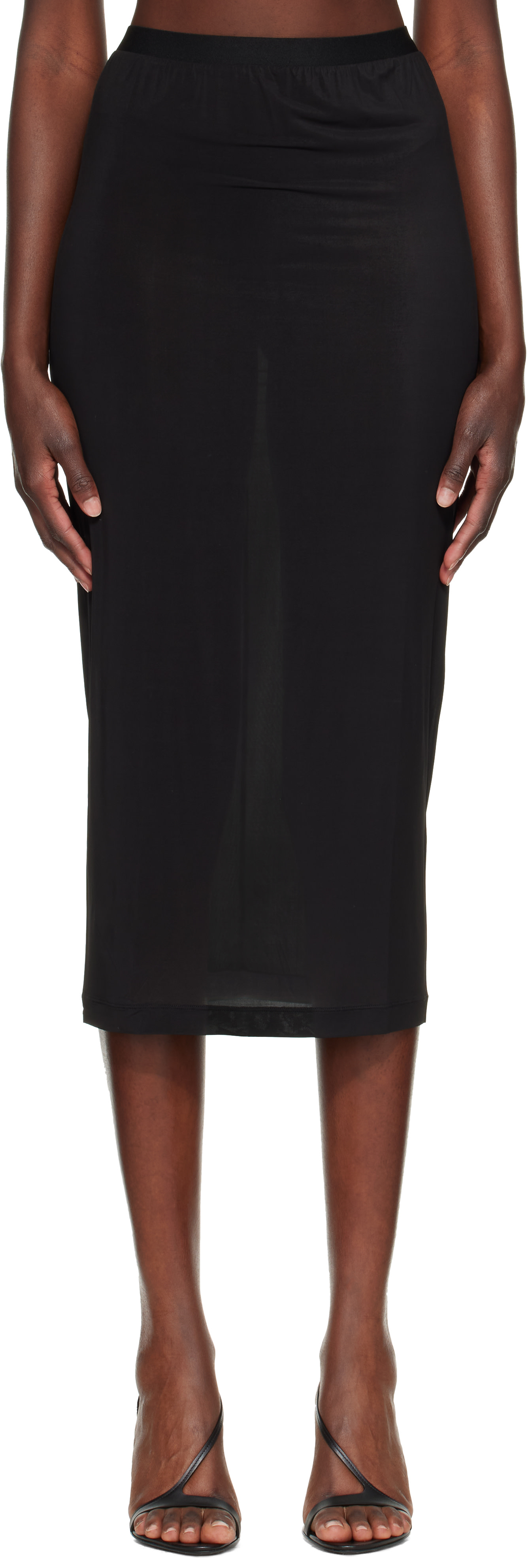 WARDROBE.NYC - Jupe midi semi-transparente noire