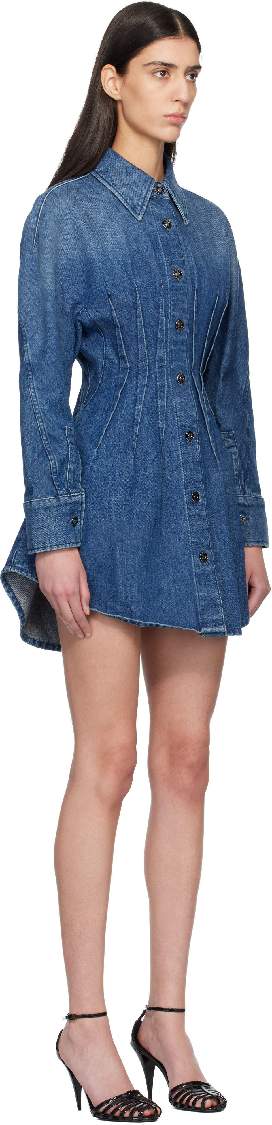 Givenchy - Robe courte bleue en denim à coupe cocon