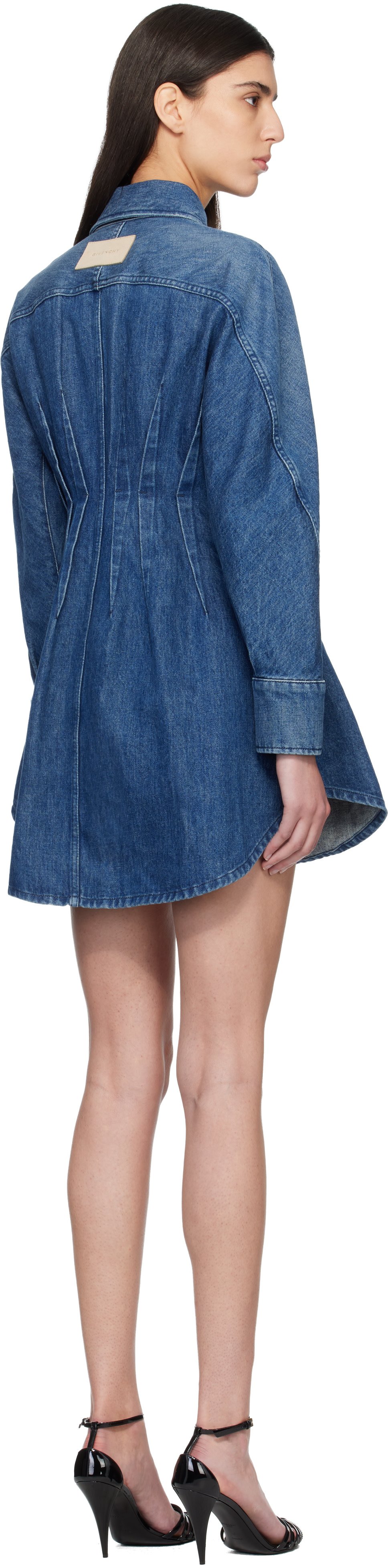 Givenchy - Robe courte bleue en denim à coupe cocon