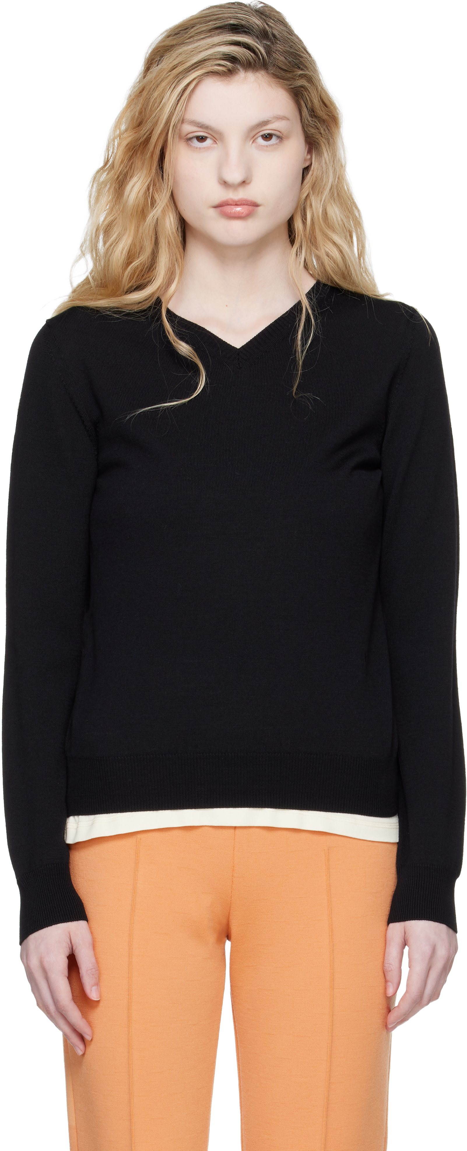 High Sport - Pull Billie noir à col en V