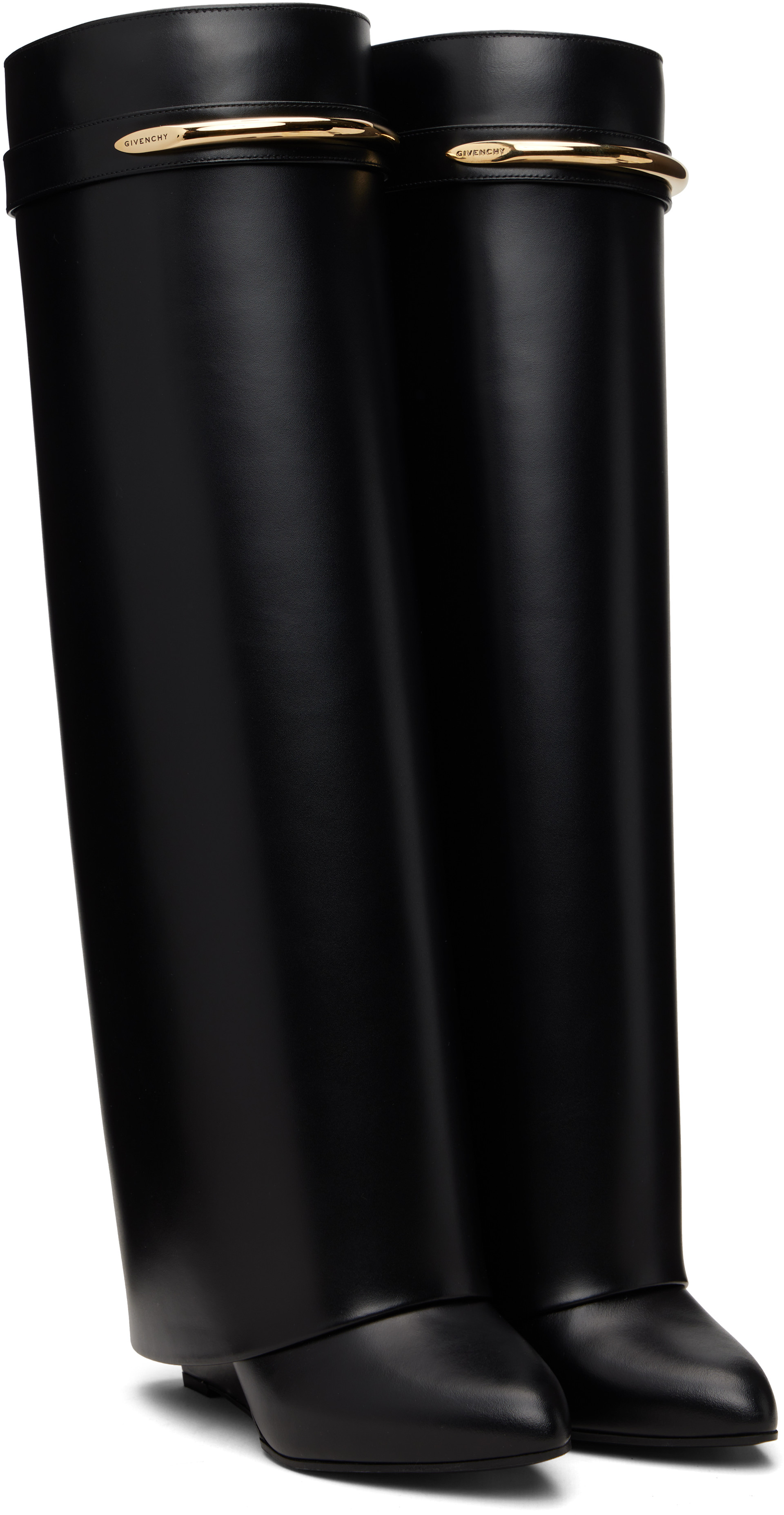 Givenchy - Bottes hautes noires à ferrure Shark Lock