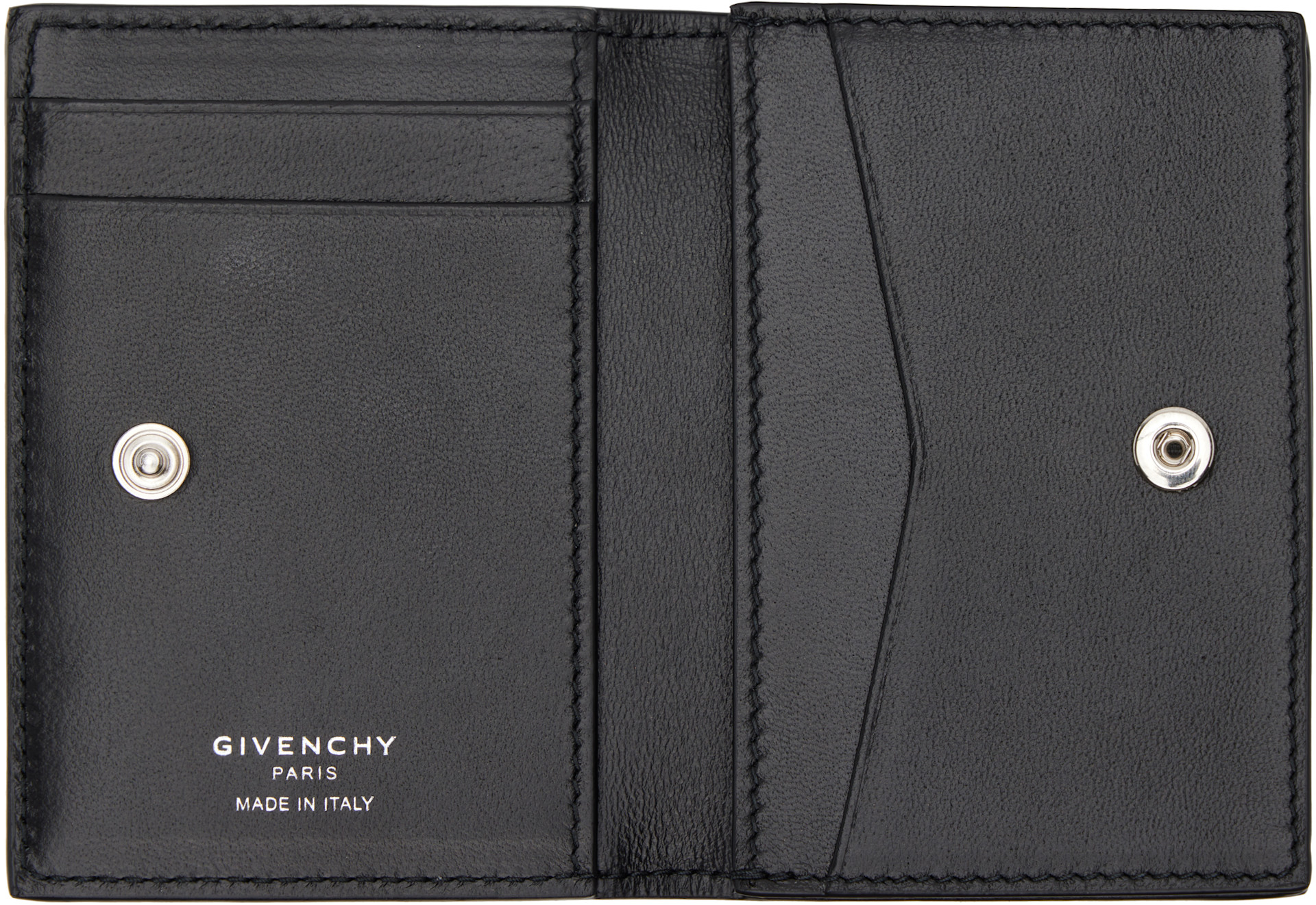 Givenchy - ブラック グレインレザー フラップカードケース