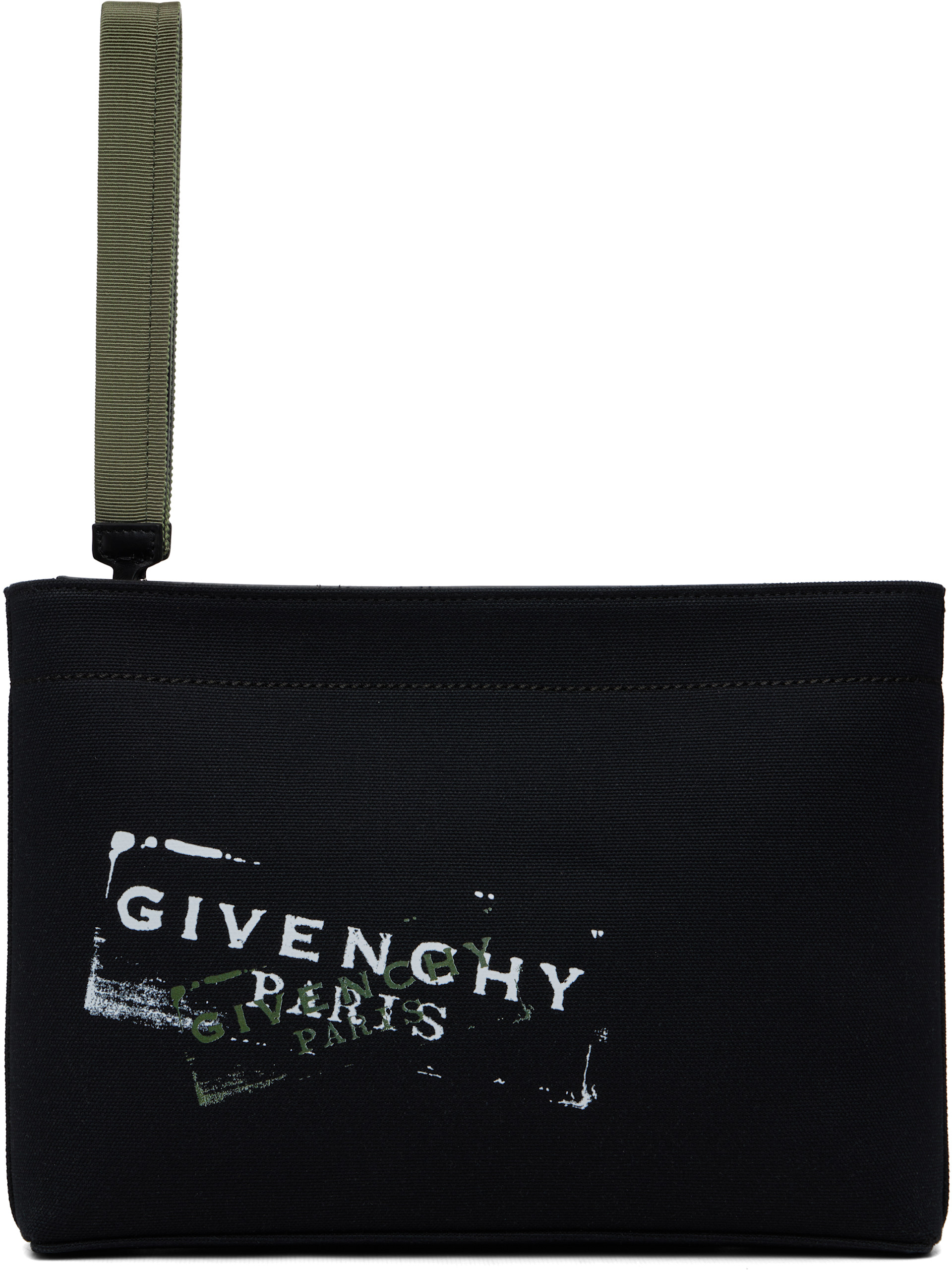 Givenchy - Pochette noire en canevas à logo