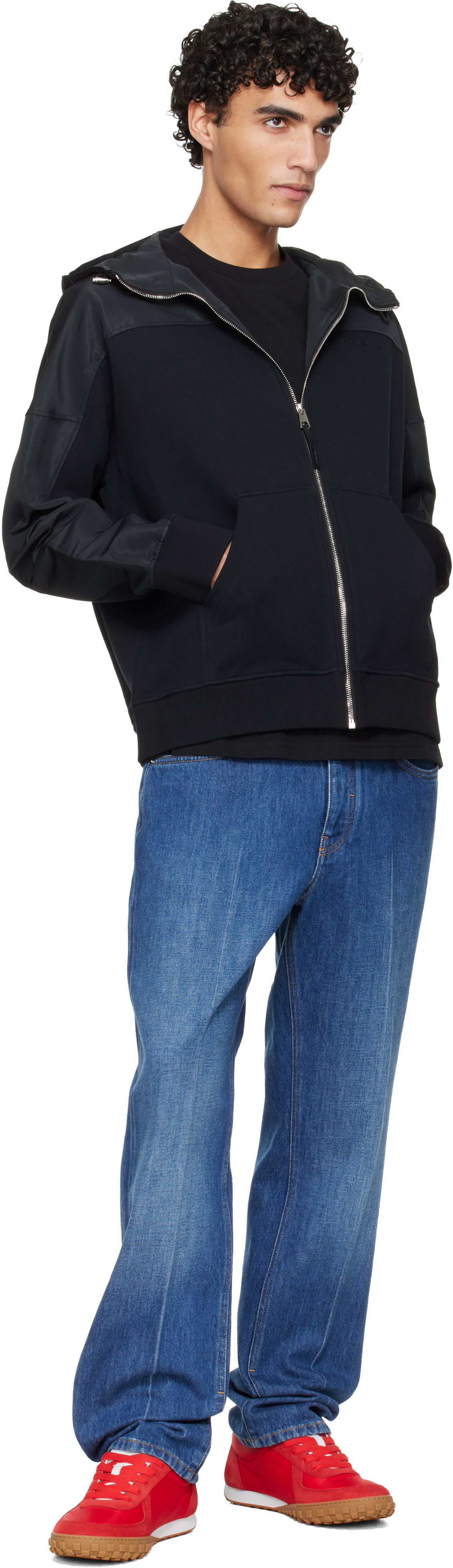 Givenchy - Blouson de style coupe-vent noir à capuche
