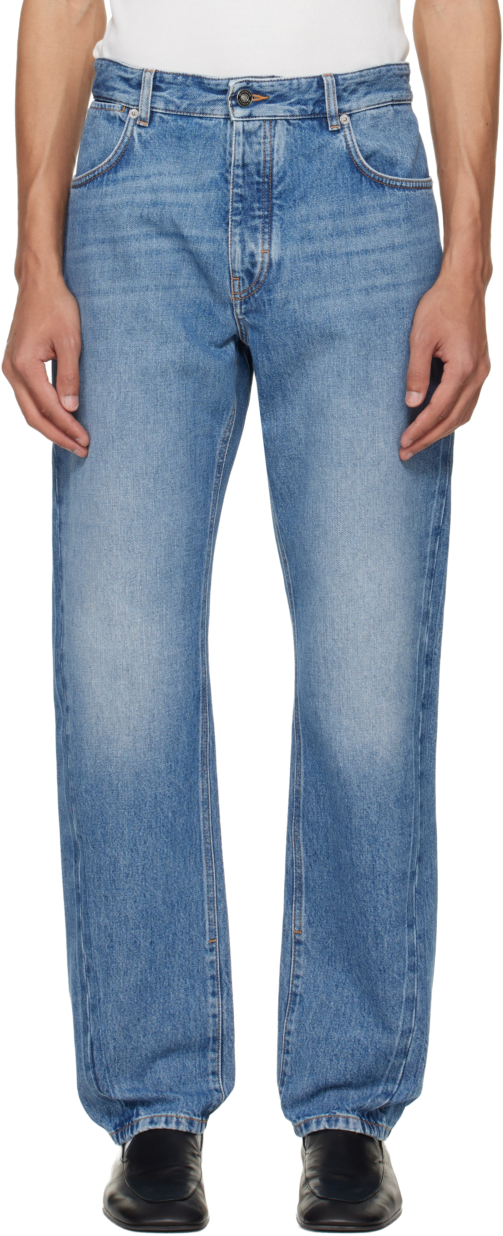 Givenchy - Jean droit bleu à effet délavé Shadow