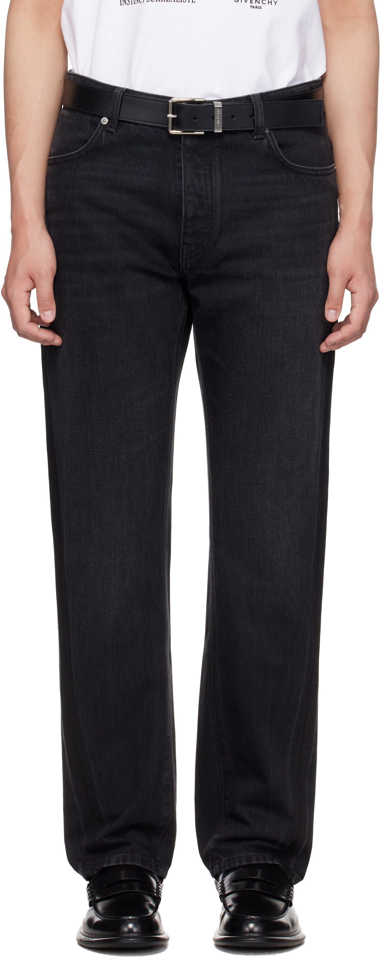 Givenchy: Black Couture Seam Straight Fit Shadow Washed Jeans | SSENSE