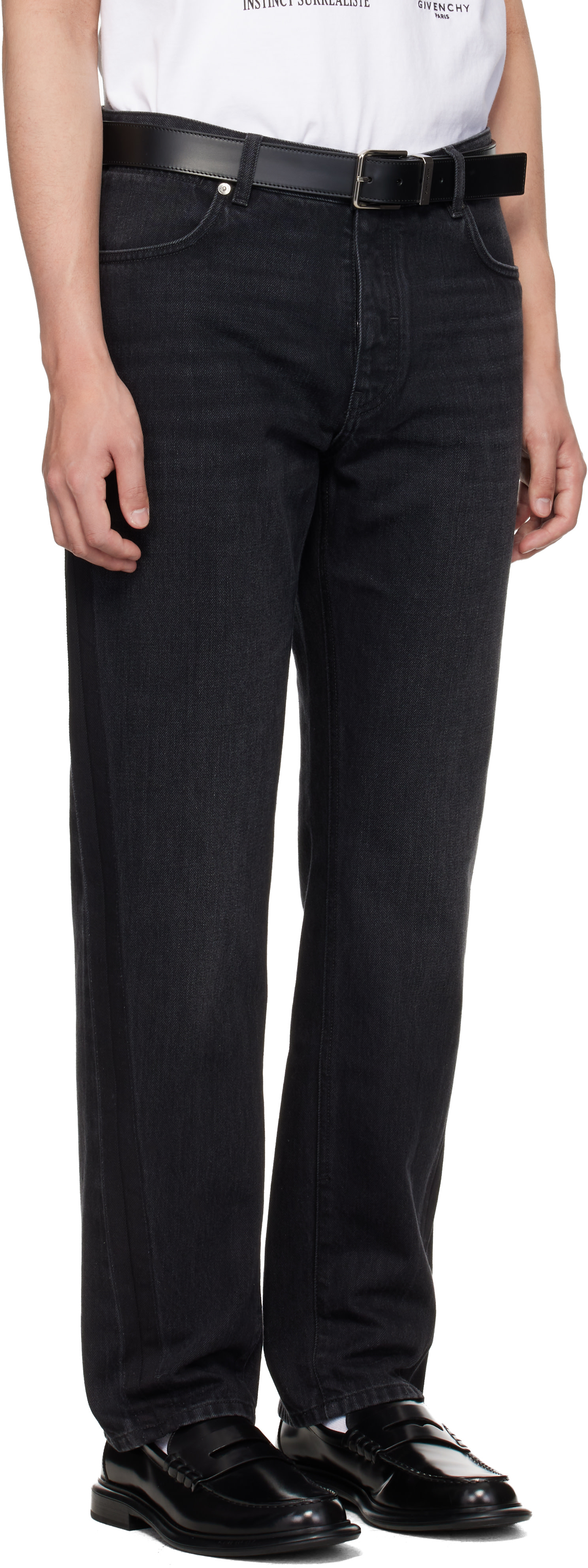 Givenchy - Jean droit noir à effet délavé