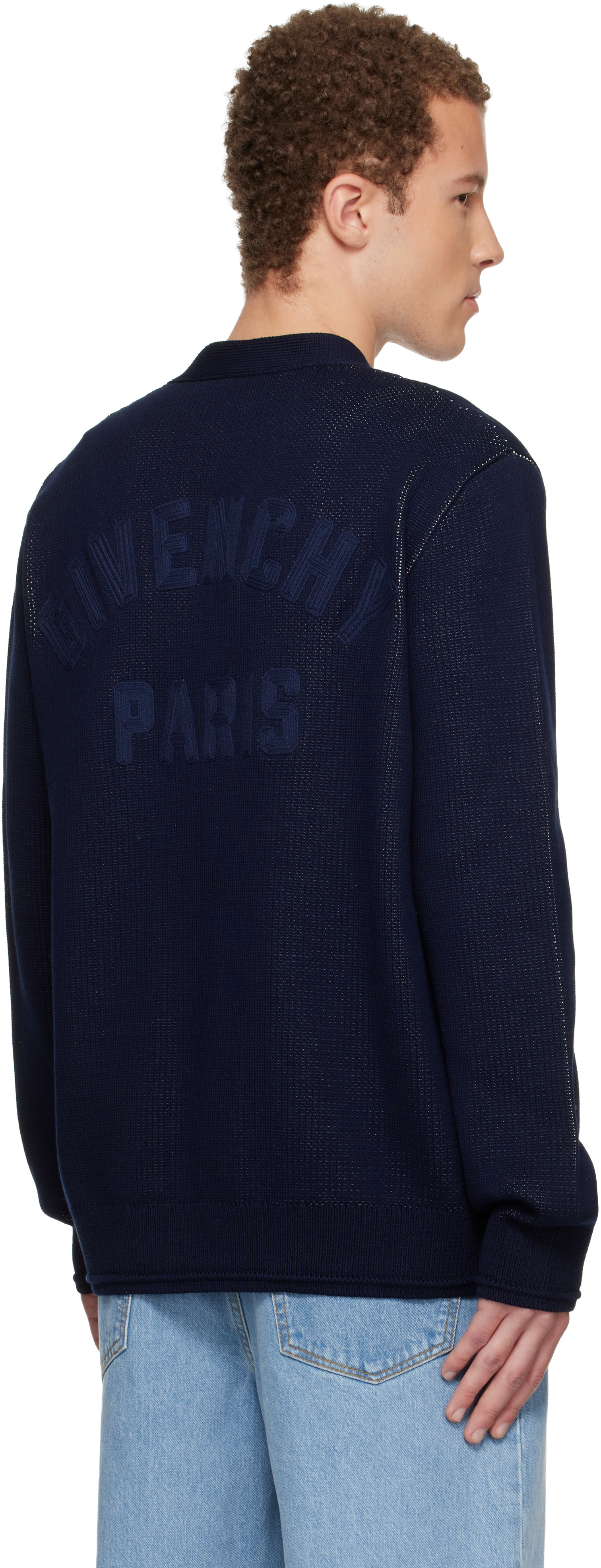 Givenchy: Navy V-Neck Cardigan | SSENSE
