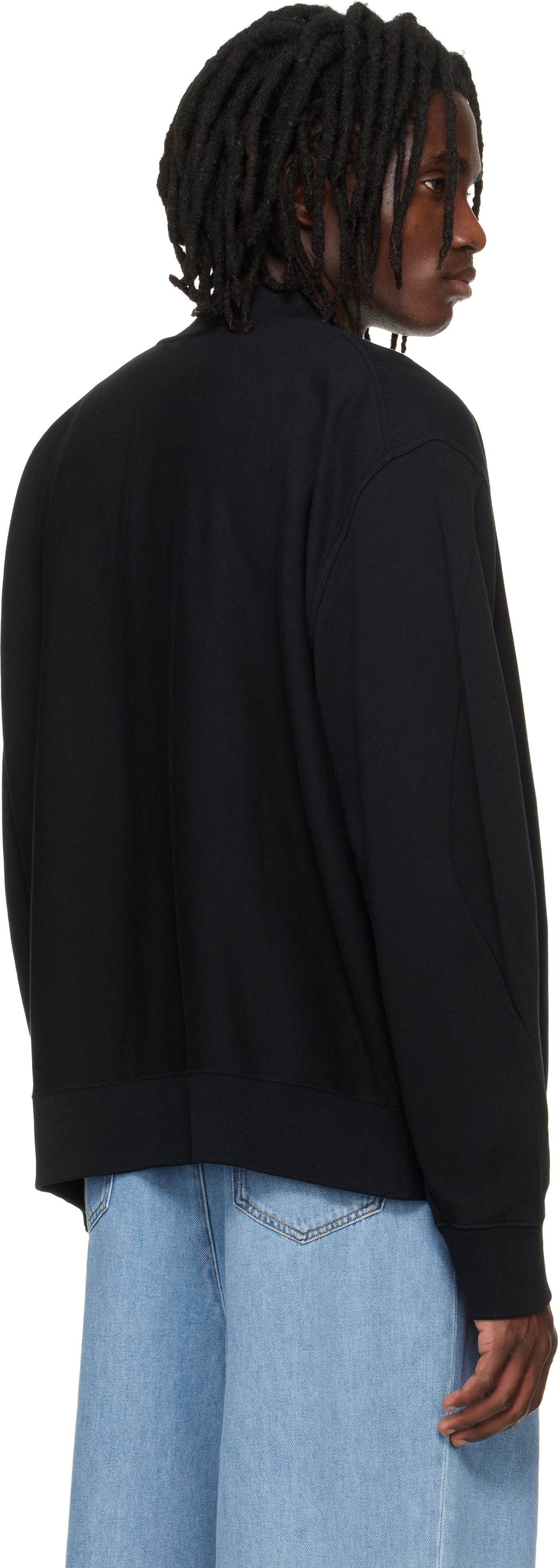 Givenchy: Black Couture Seam Fleece Embroidered Cardigan | SSENSE