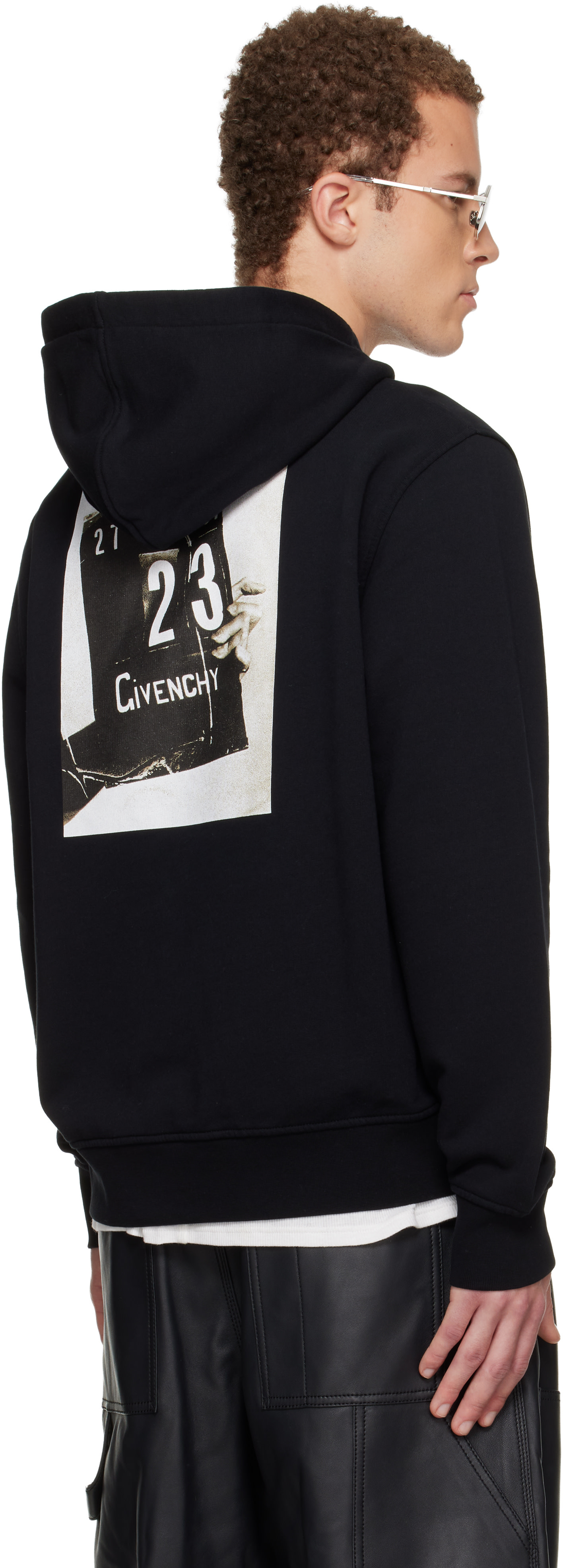 Givenchy - Pull à capuche noir à image imprimée