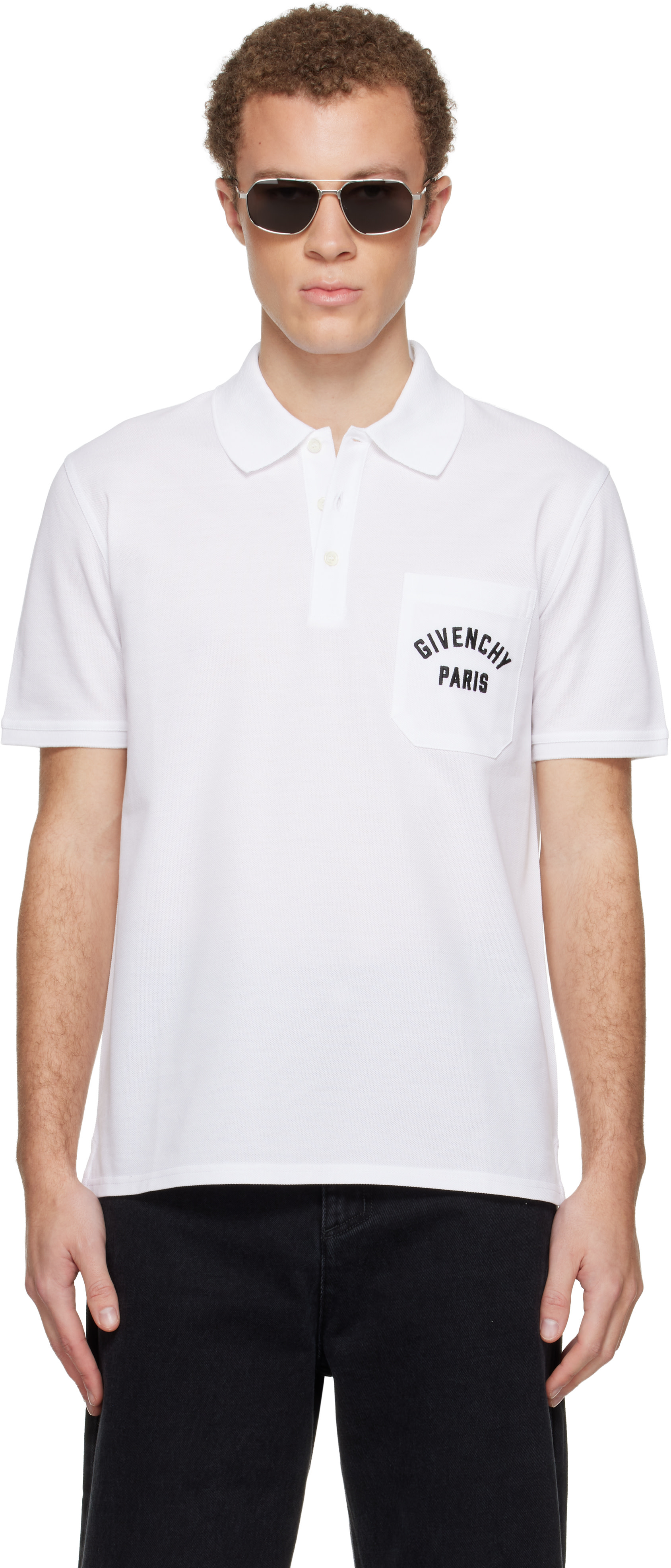 Givenchy - Polo blanc à poche à l'avant