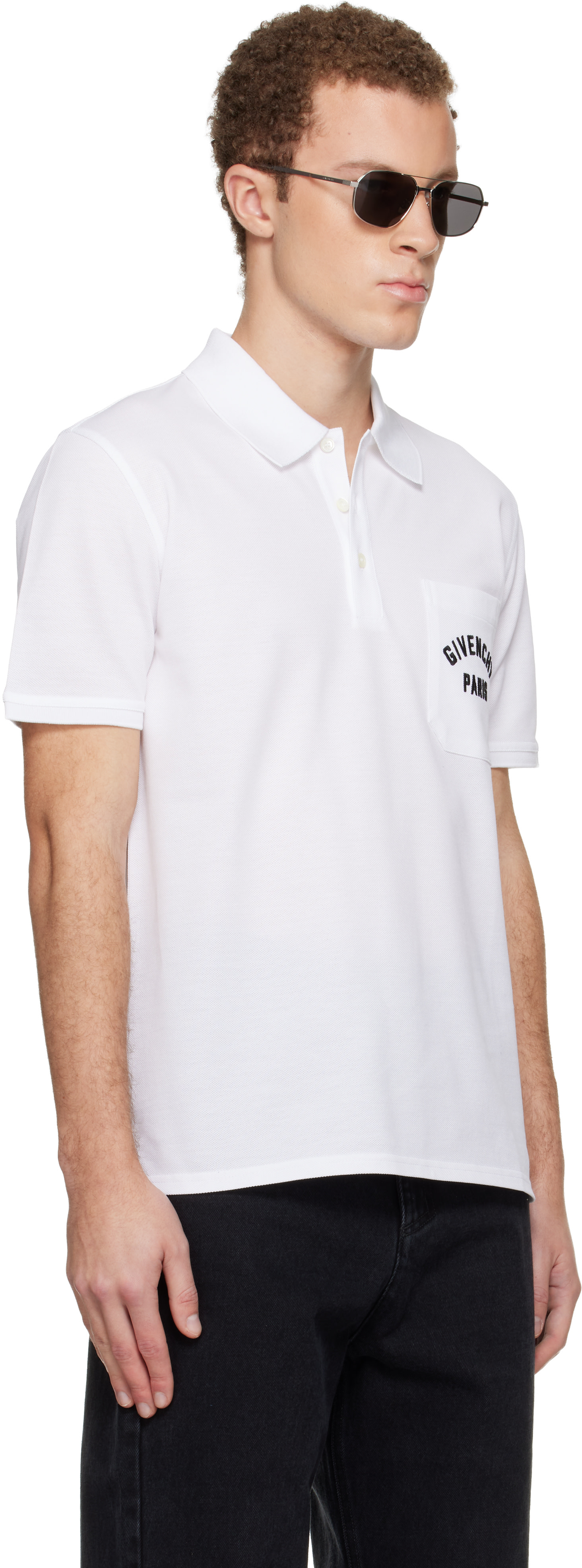 Givenchy - Polo blanc à poche à l'avant