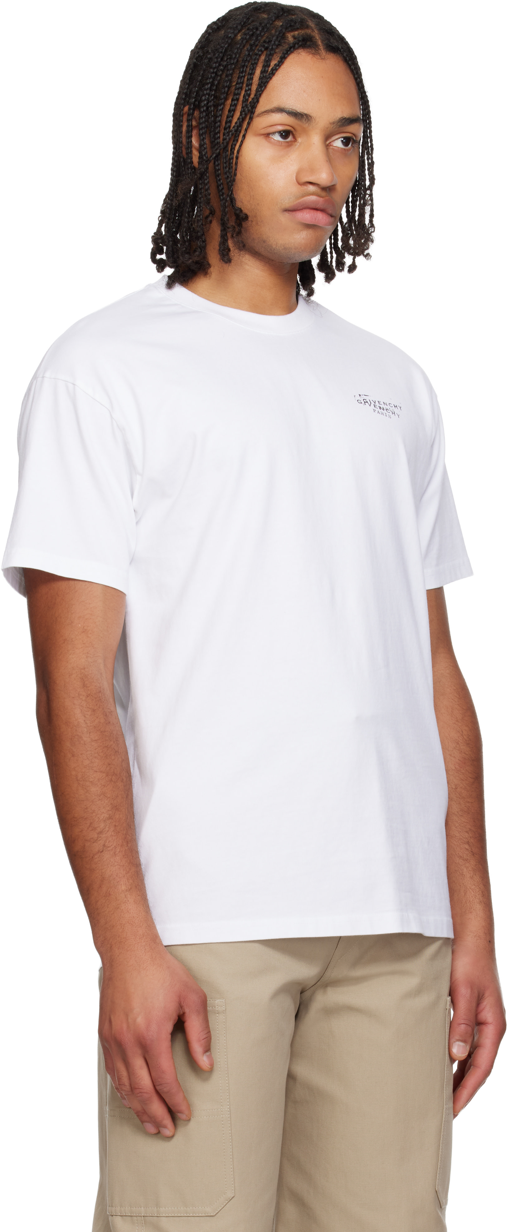 Givenchy - T-shirt blanc à logos imprimés