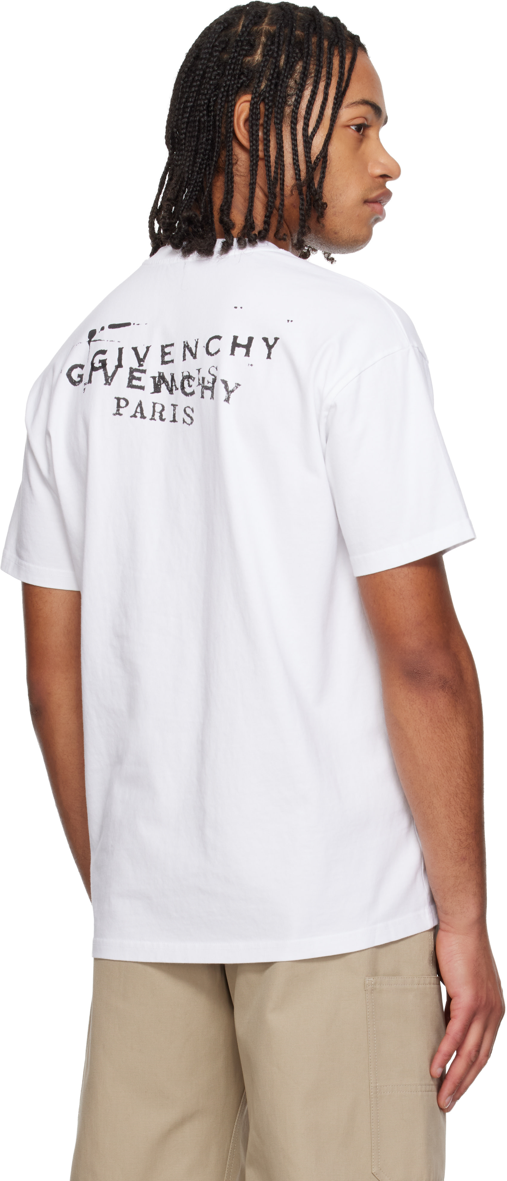 Givenchy - T-shirt blanc à logos imprimés
