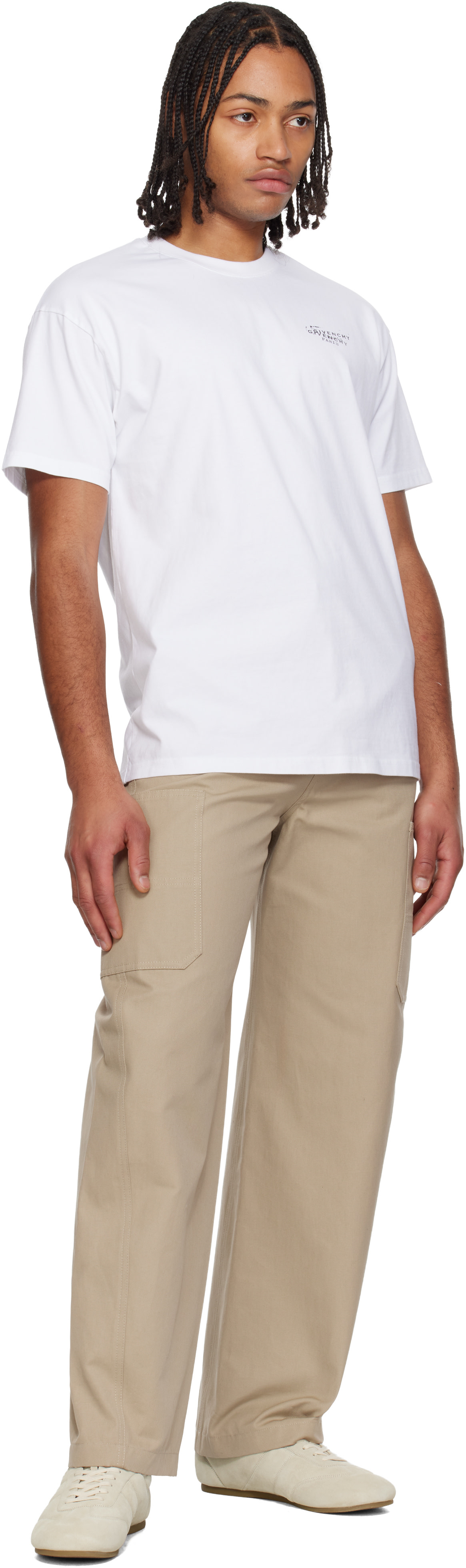 Givenchy - T-shirt blanc à logos imprimés
