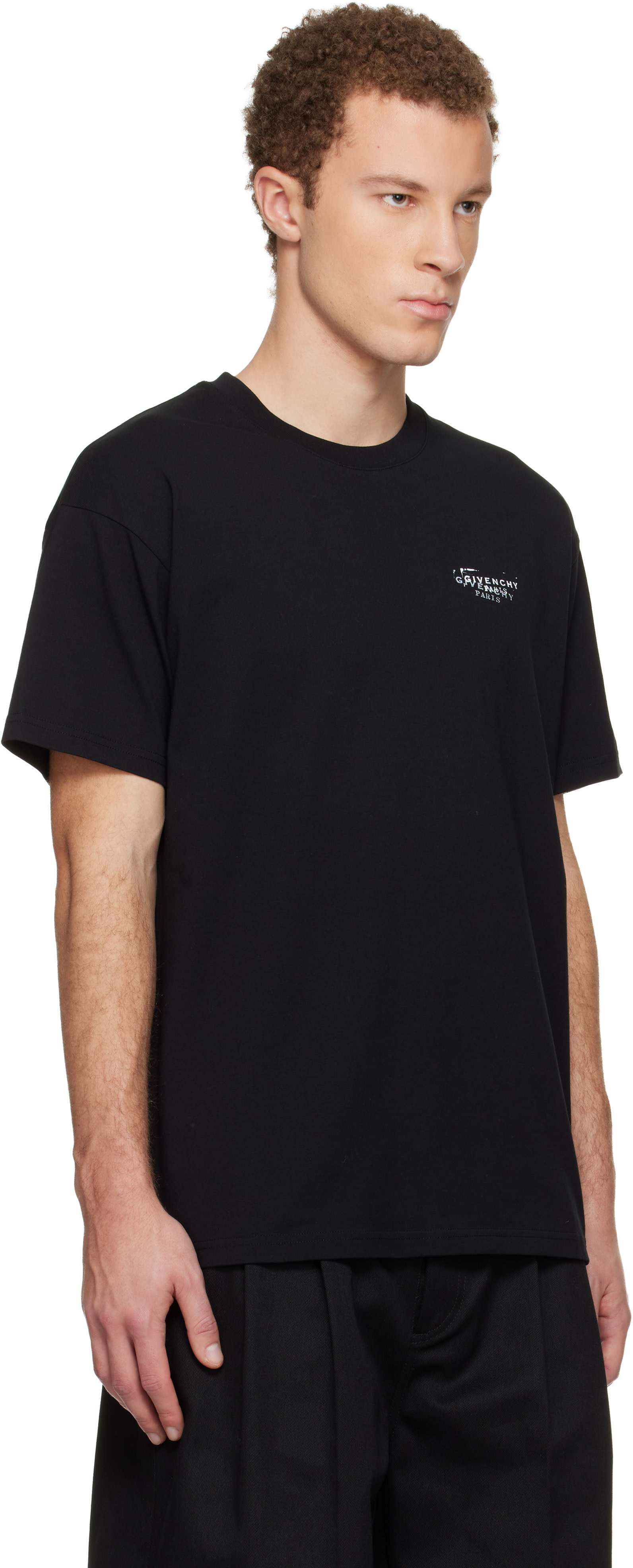 Givenchy: Black 'GIVENCHY' Stamp Print T-shirt | SSENSE