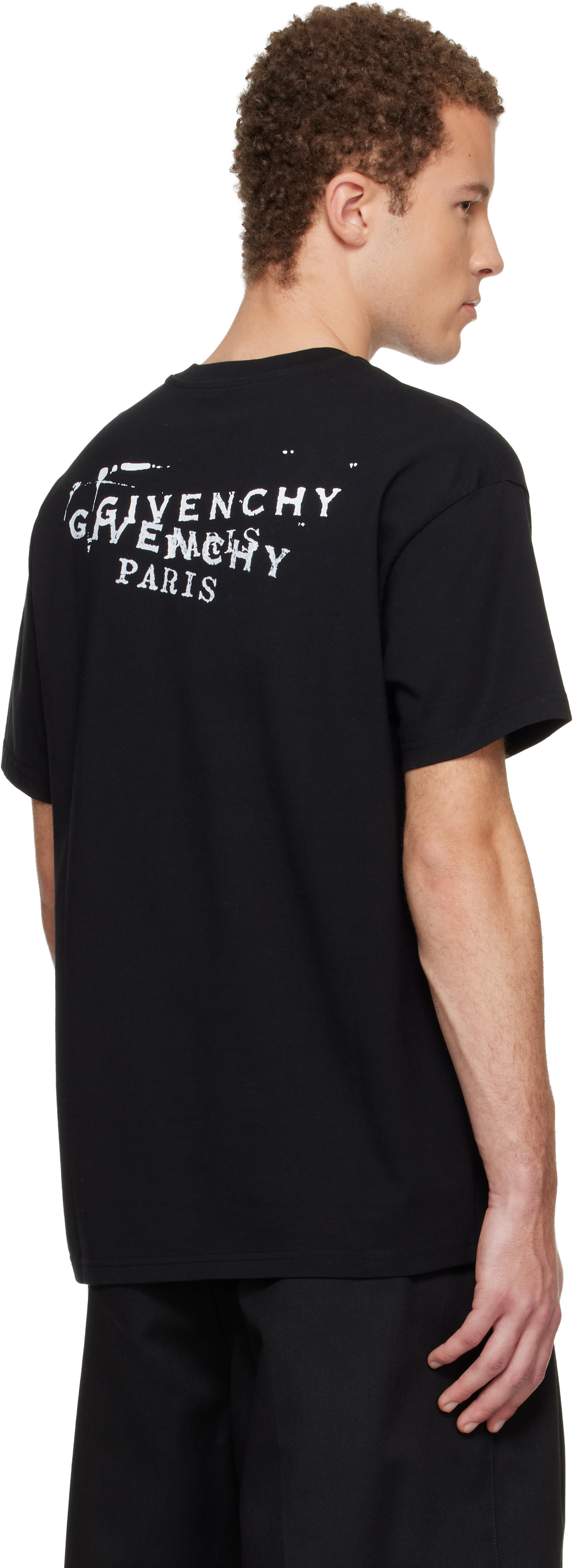 Givenchy: Black 'GIVENCHY' Stamp Print T-shirt | SSENSE