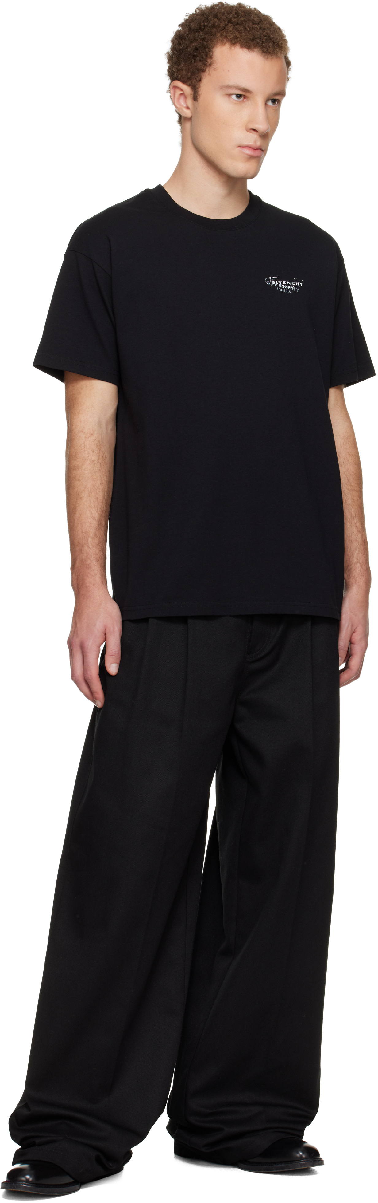 Givenchy: Black 'GIVENCHY' Stamp Print T-shirt | SSENSE