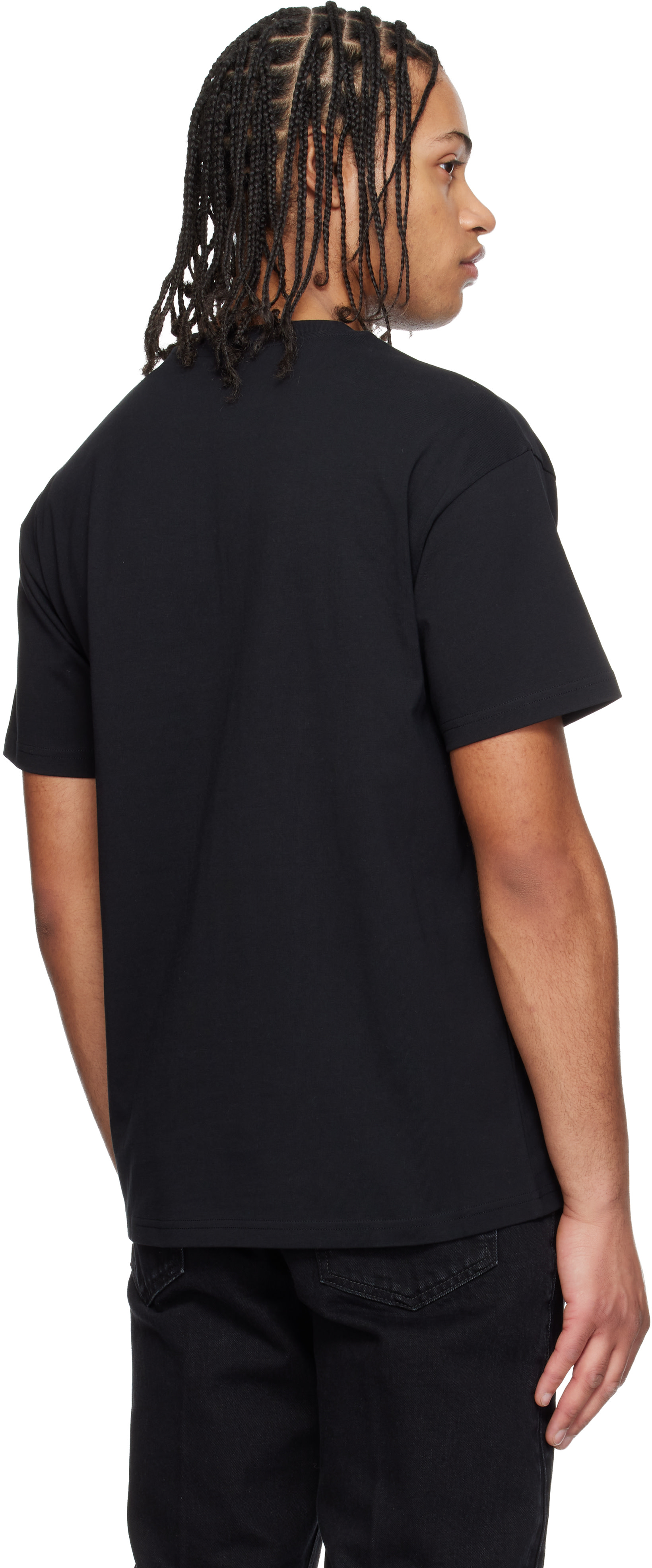 Givenchy: Black Cotton 'GIVENCHY Paris' Embroidery T-shirt | SSENSE