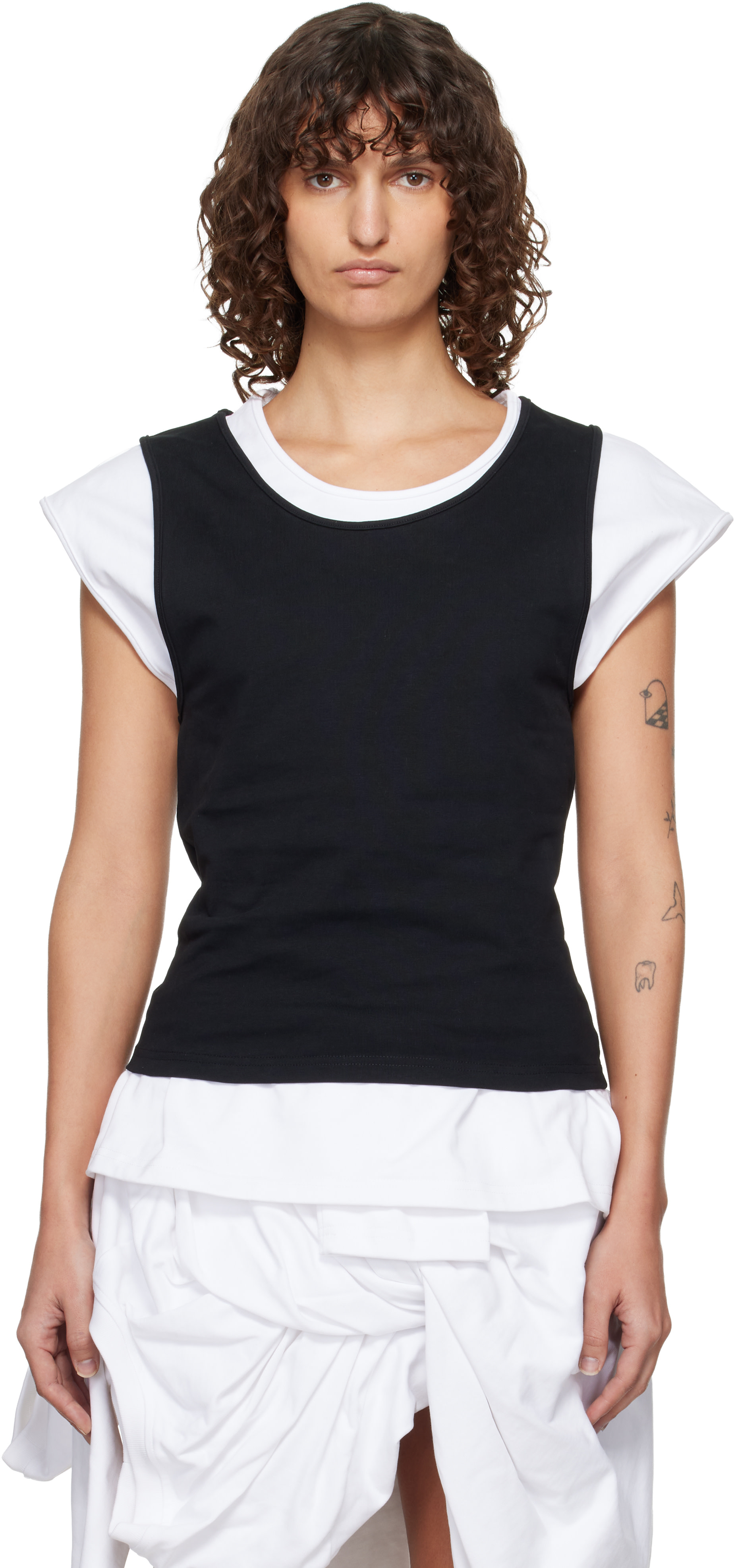 LII: Black & White Tank-Layer T-shirt | SSENSE