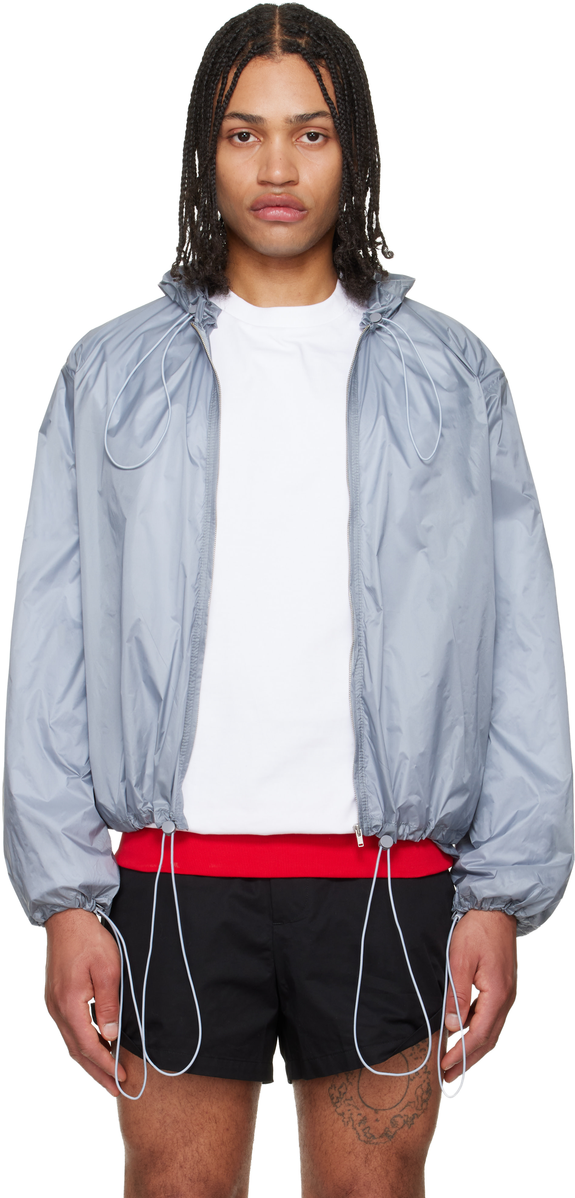 LII - Blouson léger gris à cordon électrique