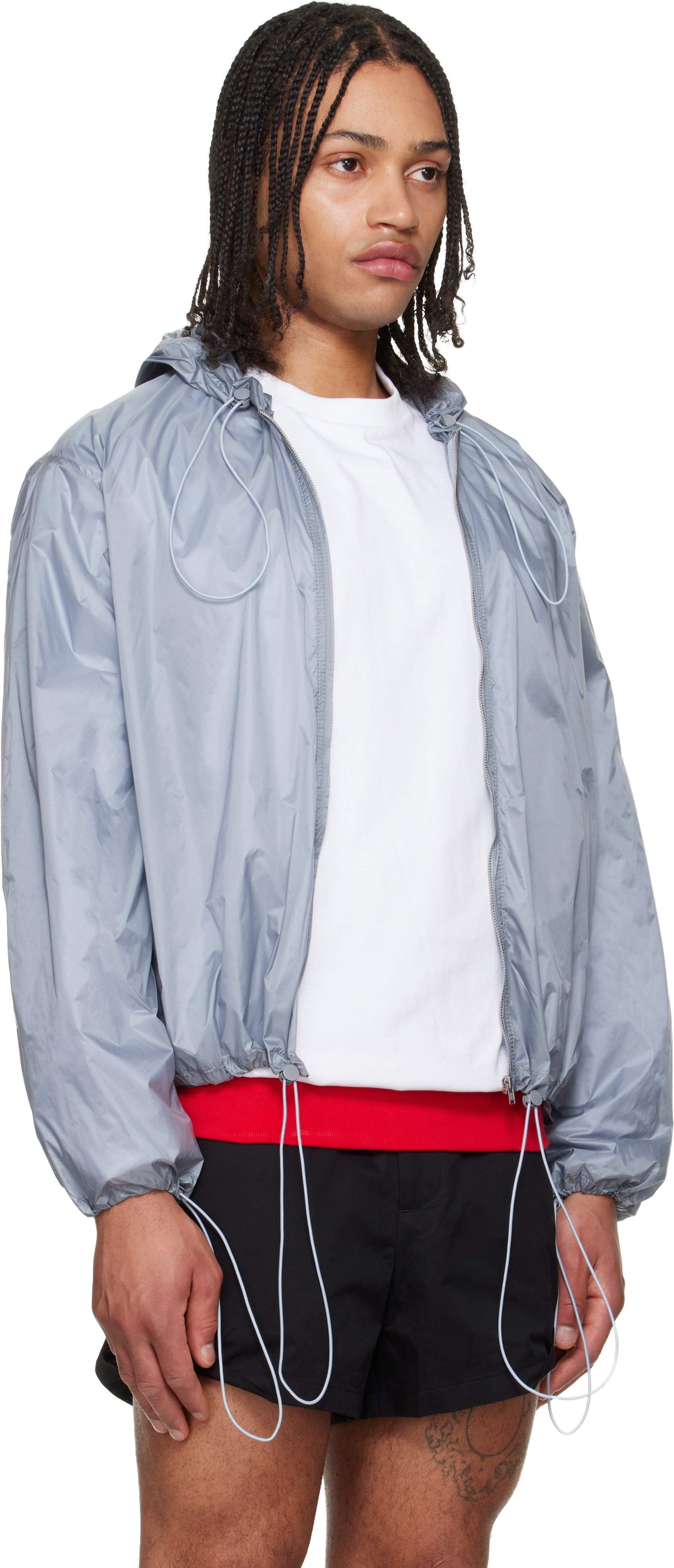 LII - Blouson léger gris à cordon électrique
