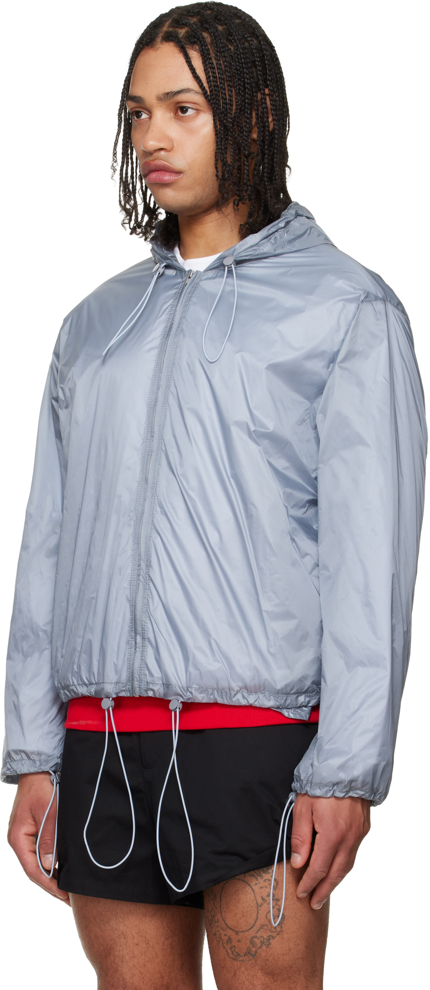 LII - Blouson léger gris à cordon électrique