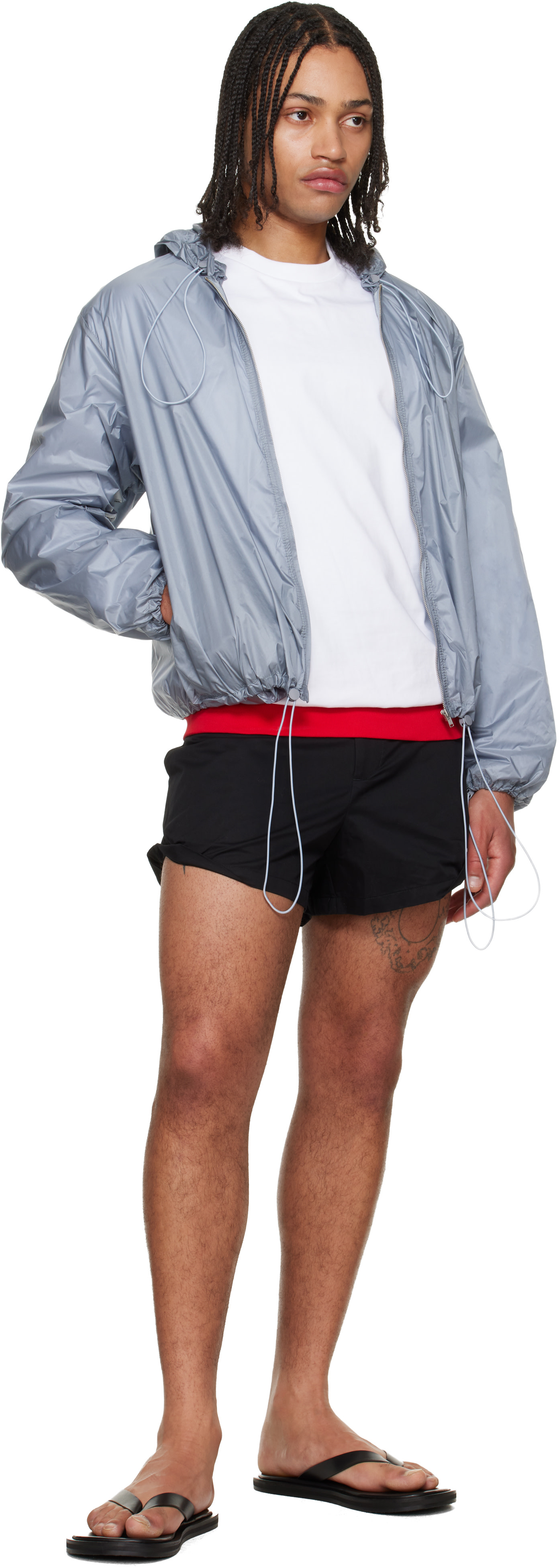 LII - Blouson léger gris à cordon électrique