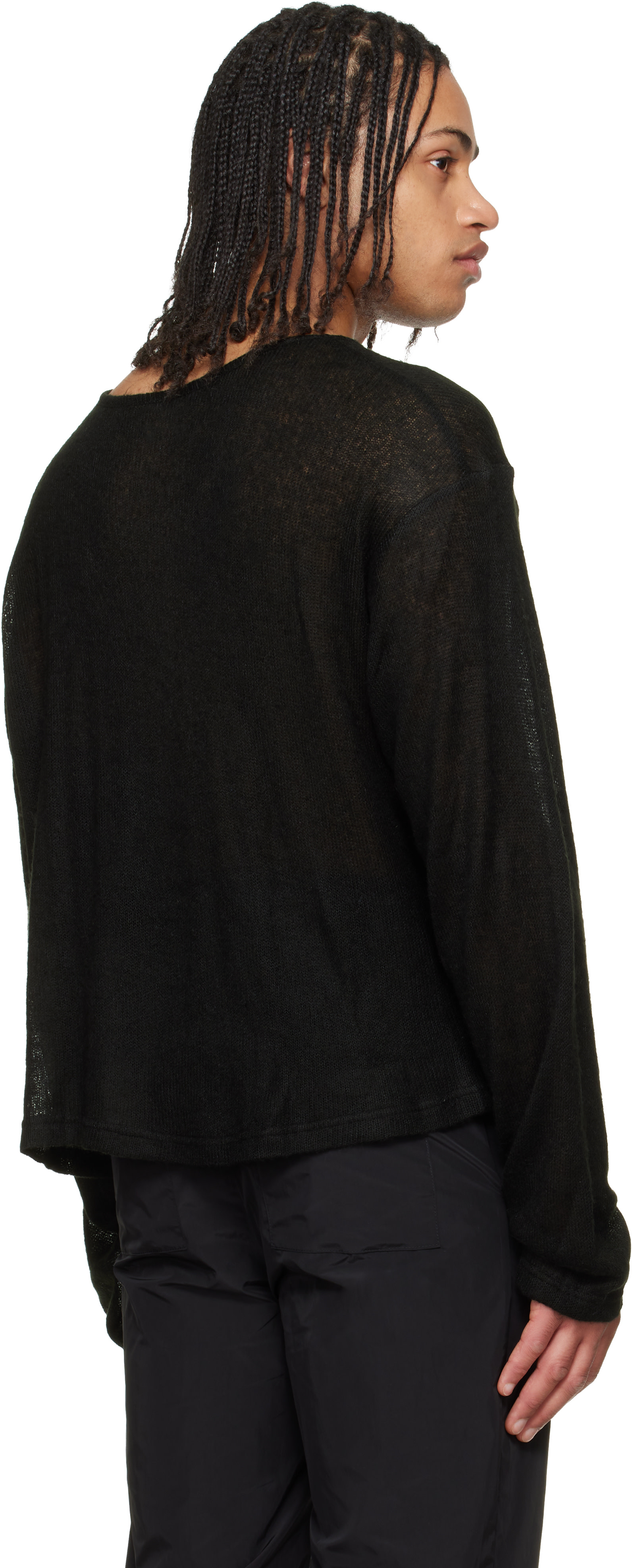 LII - Pull noir en tricot à mailles ouvertes