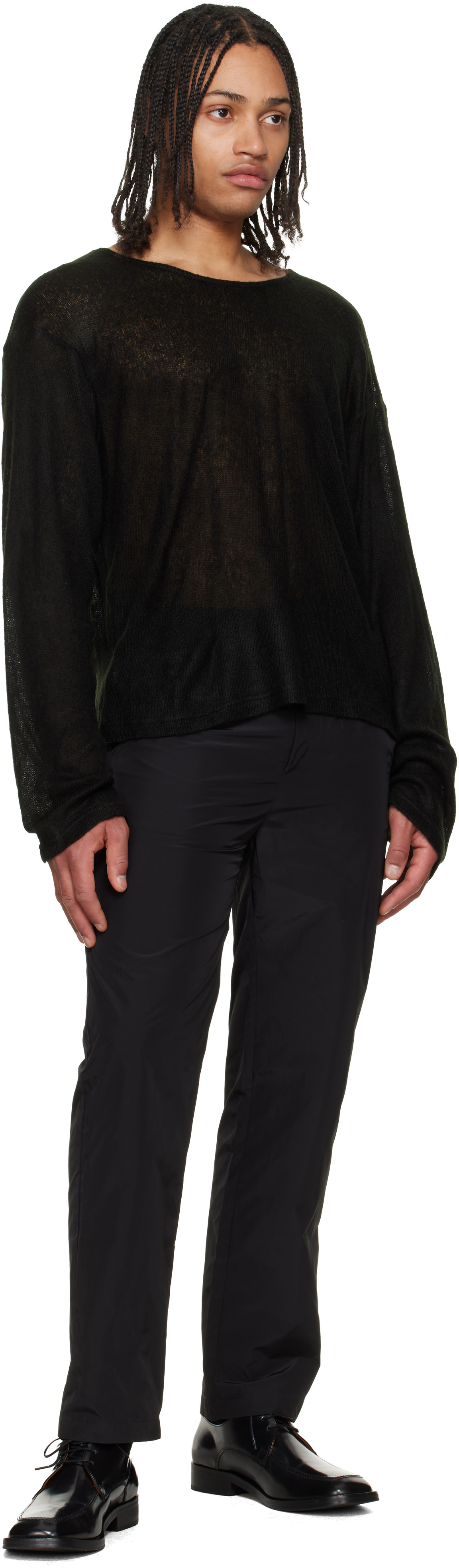 LII - Pull noir en tricot à mailles ouvertes