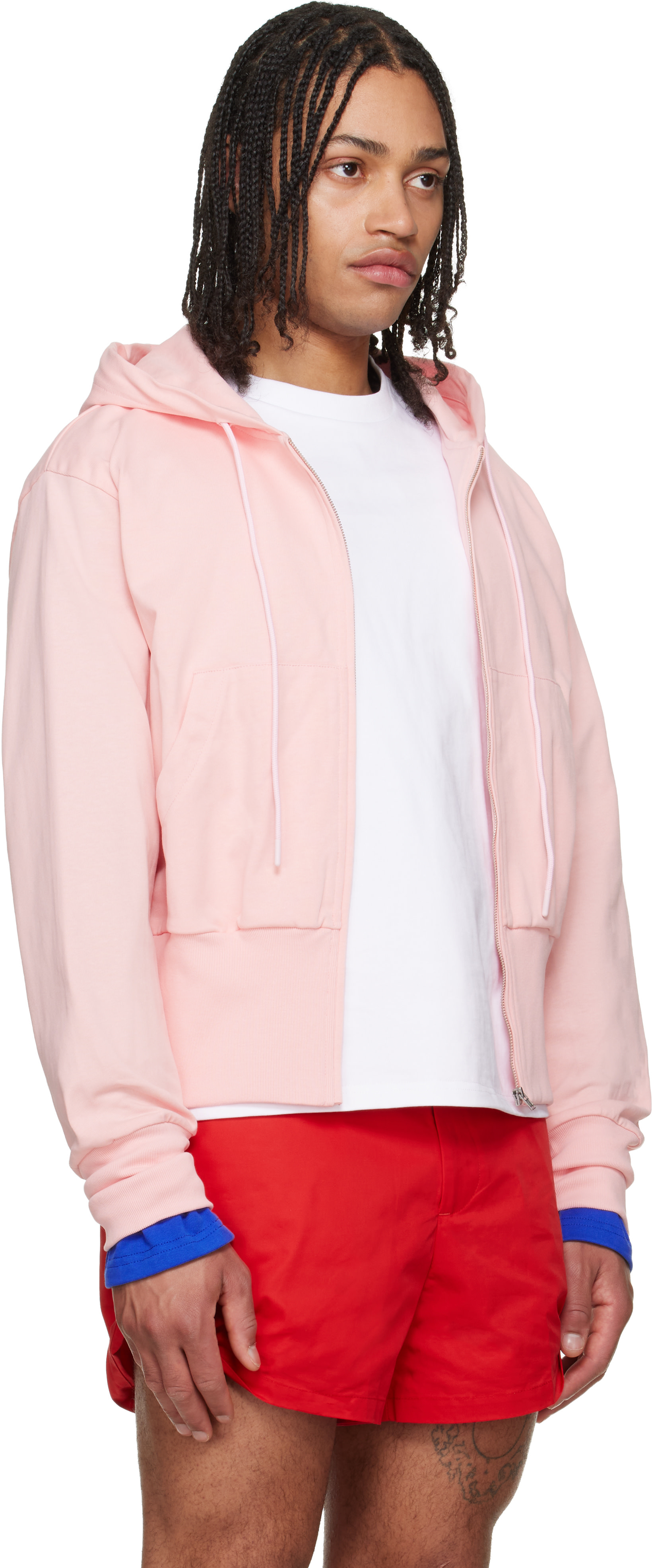 LII - Pull à capuche rose à glissière
