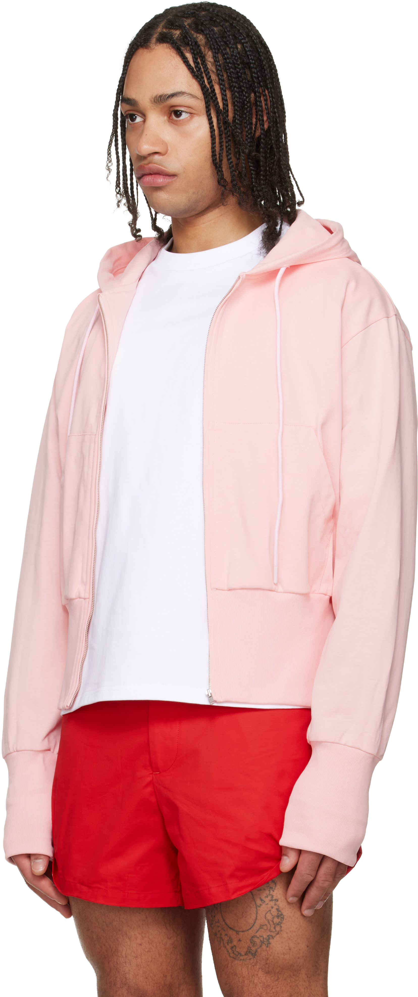 LII - Pull à capuche rose à glissière
