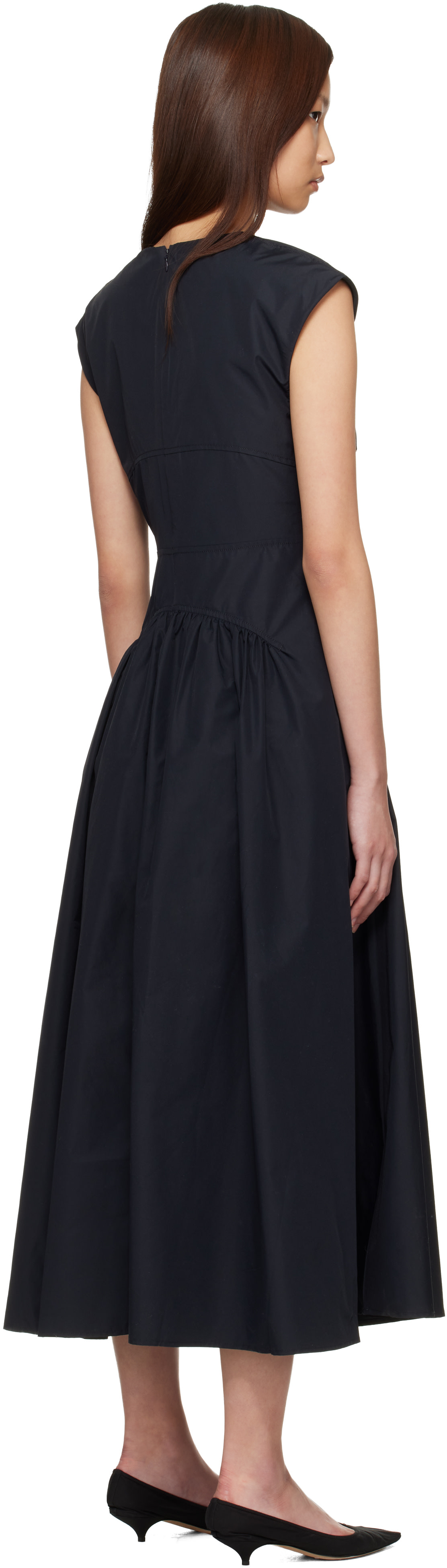 winter midi dresses for women Women's Ruffle Autumn Winter Swing Midi Dress Beige / M