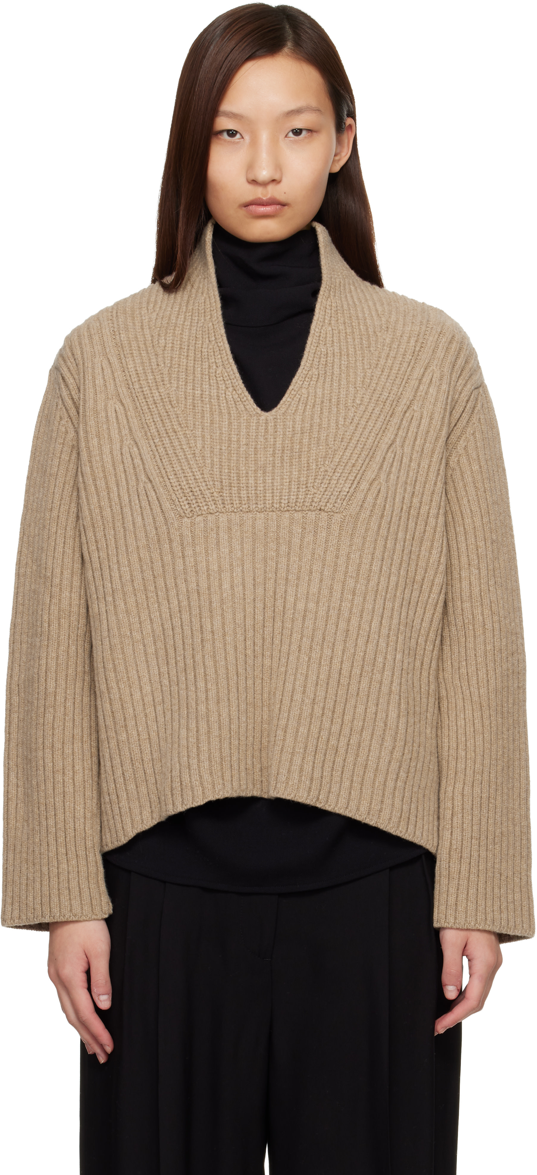 PROENZA SCHOULER プロエンザスクーラー ぺプラム ニット L Proenza Schouler: Beige Proenza Schouler White Label Meron Sweater