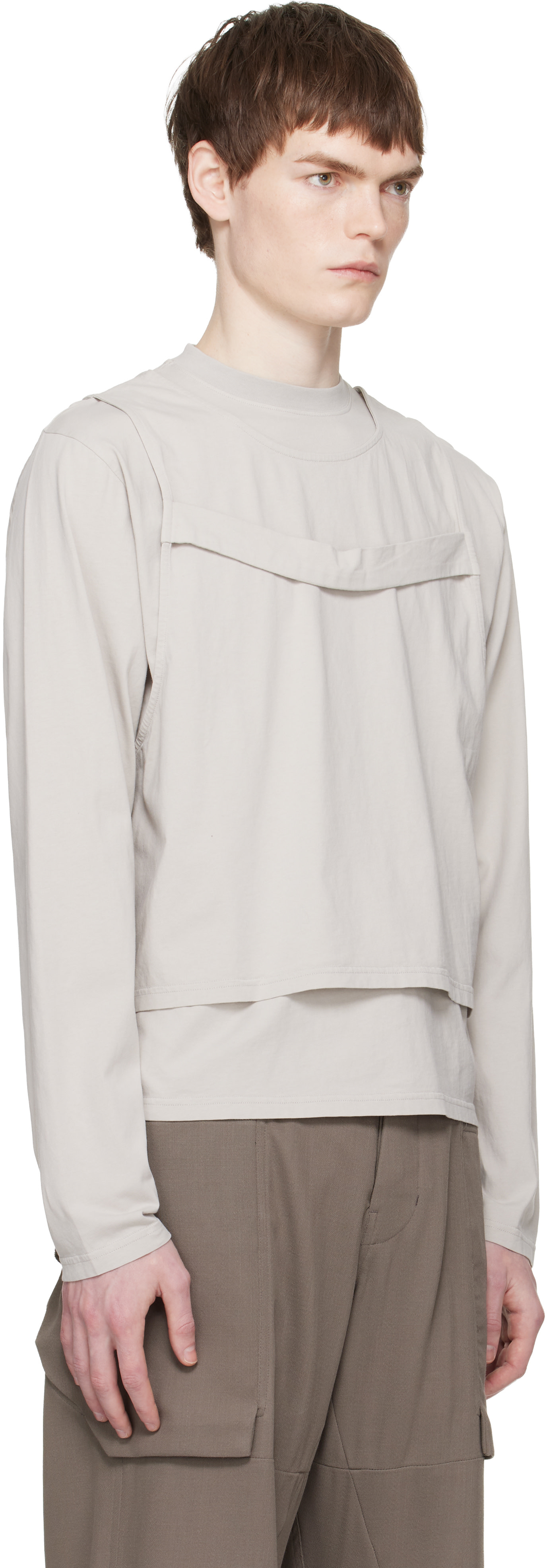HELIOT EMIL: Gray Rein LS T-shirt | SSENSE Singapore