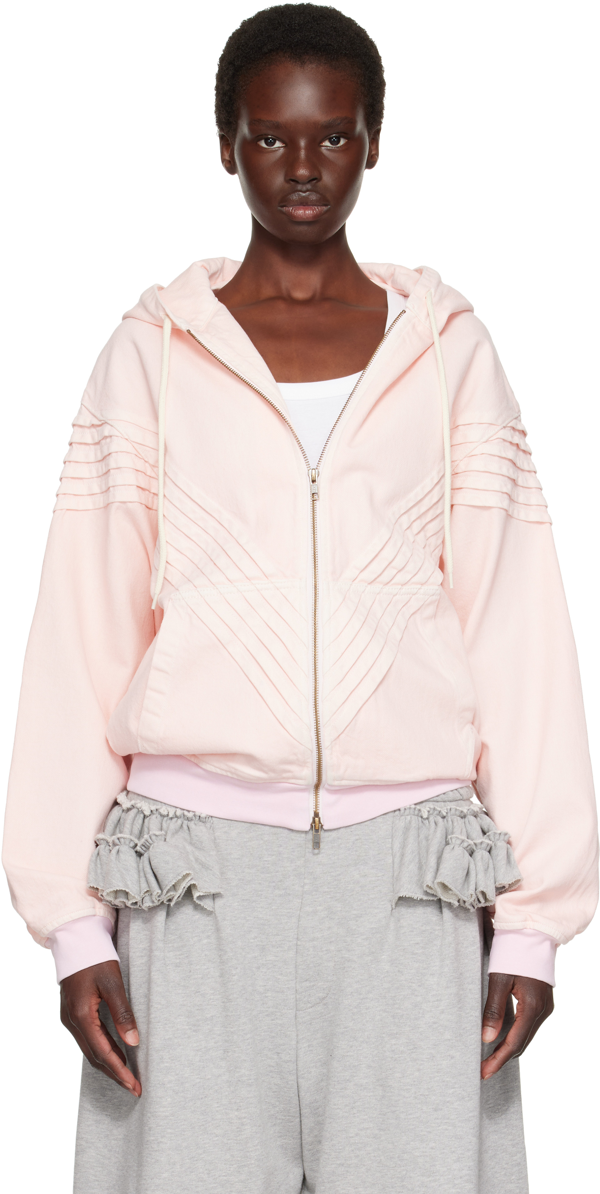 Stefan Cooke: Pink Chevron Hooded Jacket | SSENSE