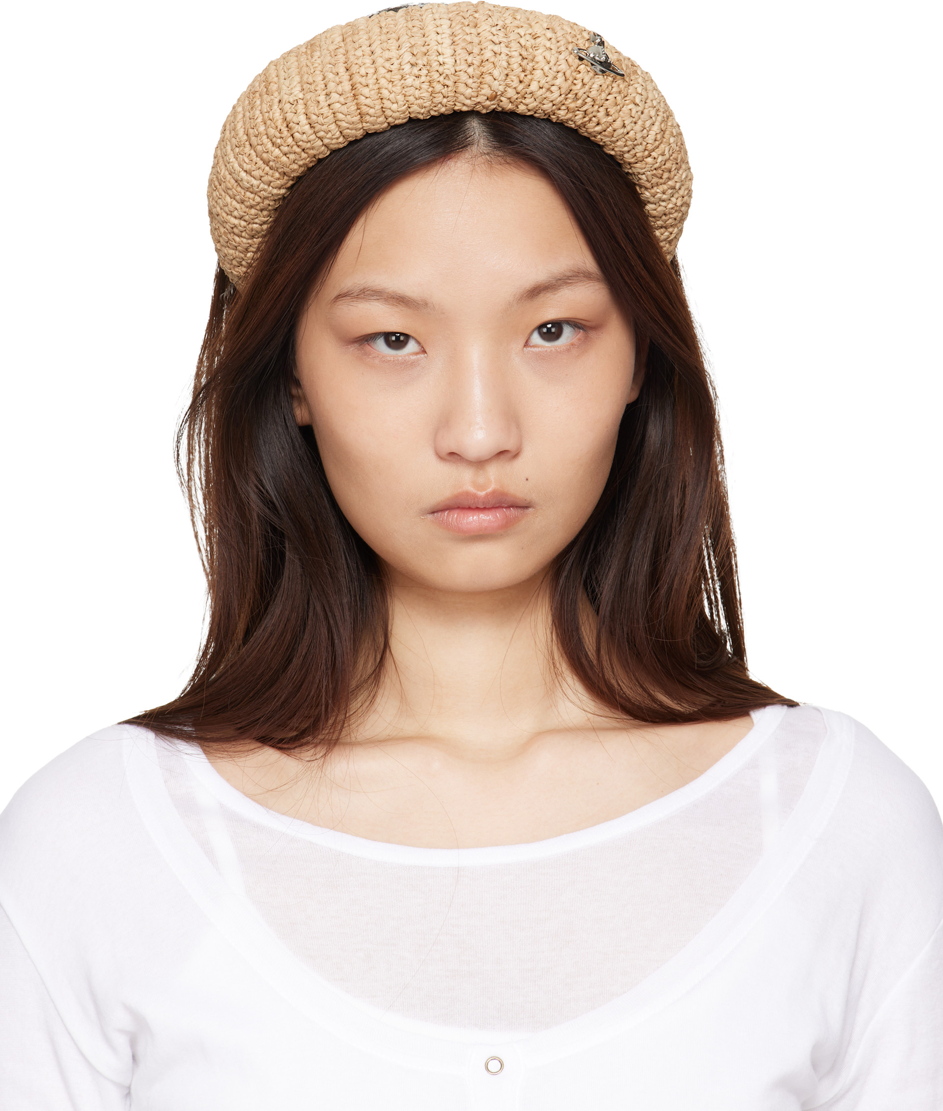 Vivienne Westwood♥︎︎FOLK FLOWER ヘアバンド Vivienne Westwood: ベージュ ラフィア ヘアバンド | SSENSE 日本