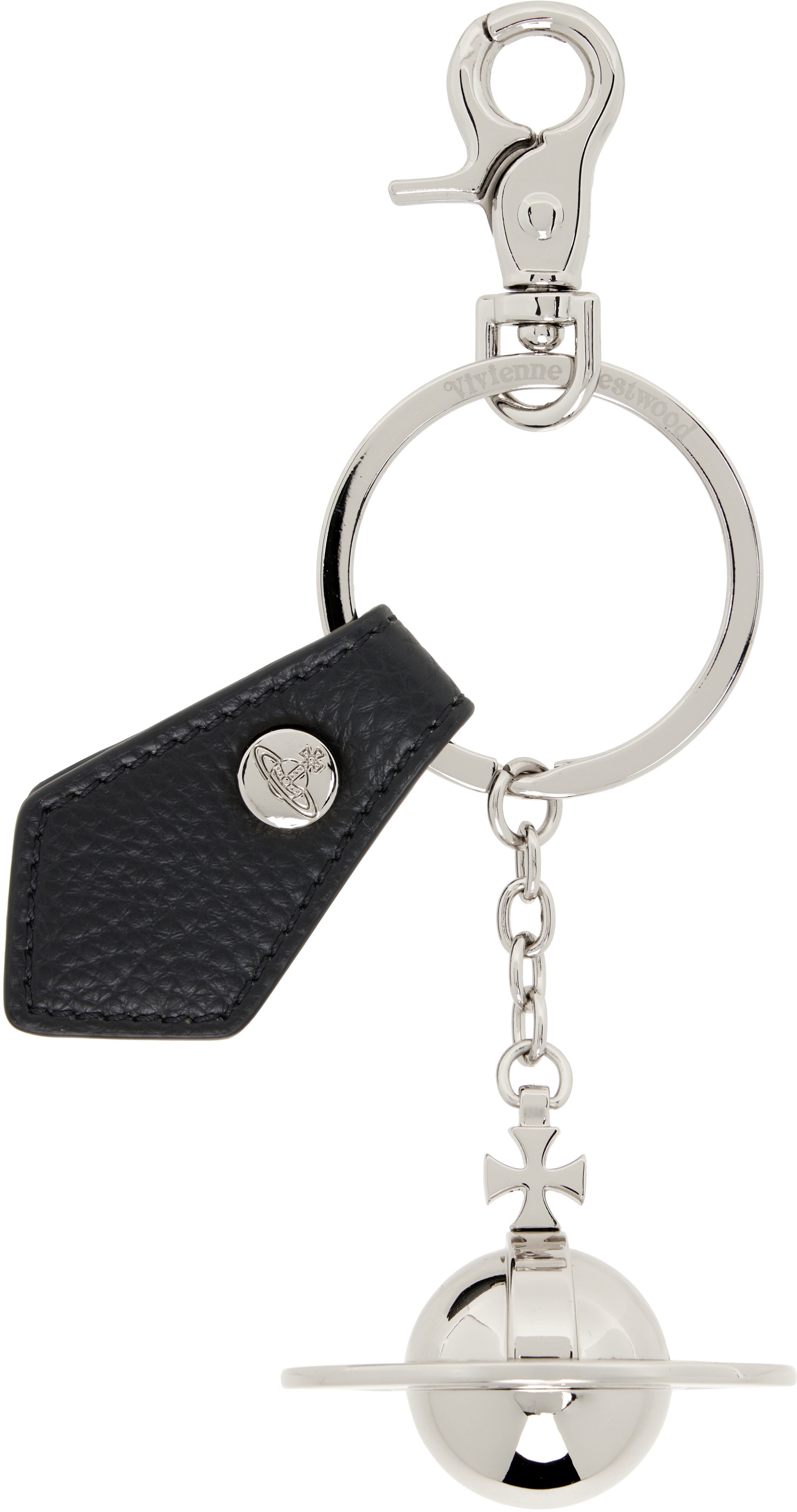 Vivienne Westwood: Silver & Black 3D Orb Keychain | SSENSE