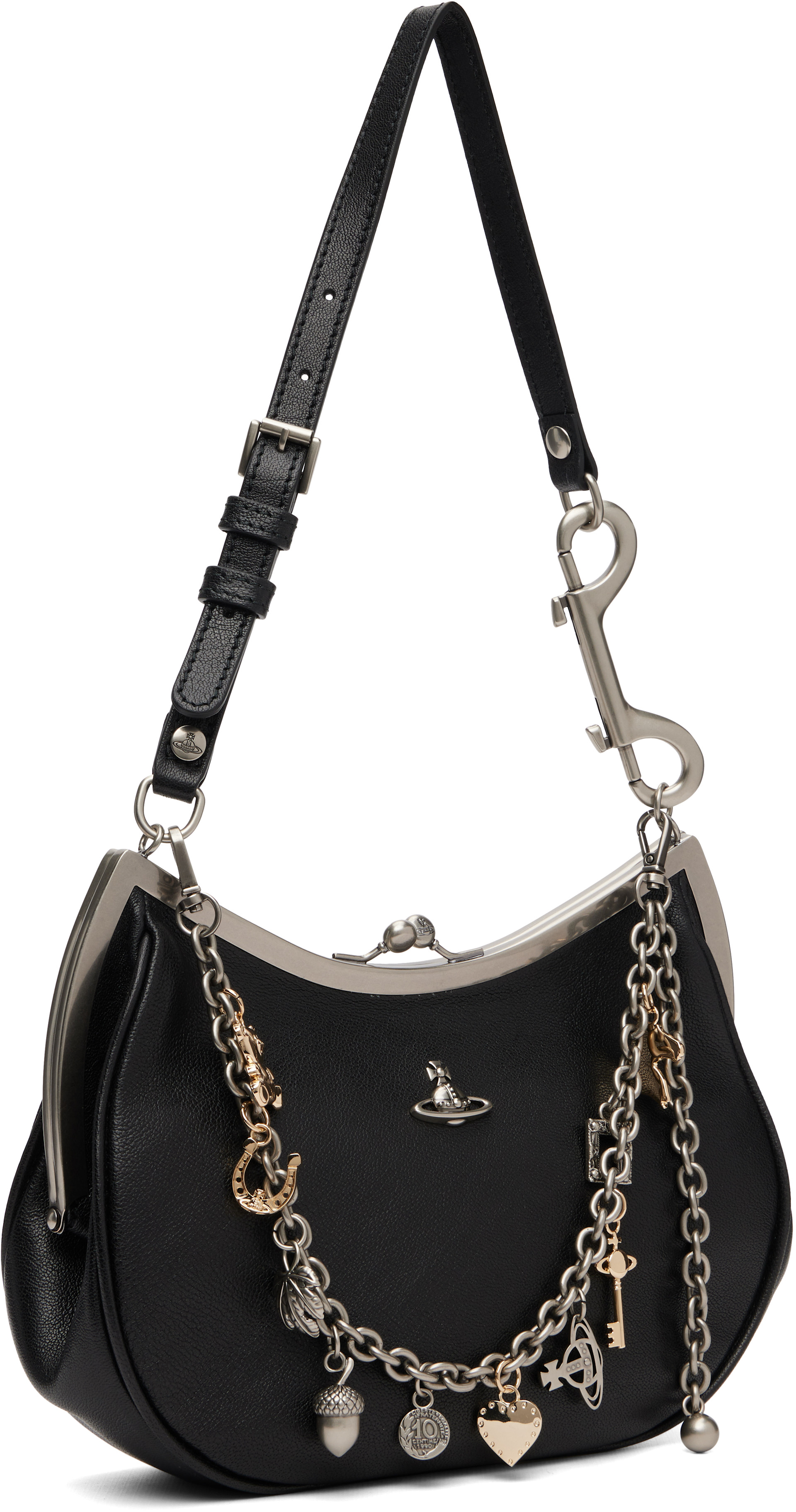 vivienne westwood バッグ Vivienne Westwood: Black Charm Frame Bag | SSENSE