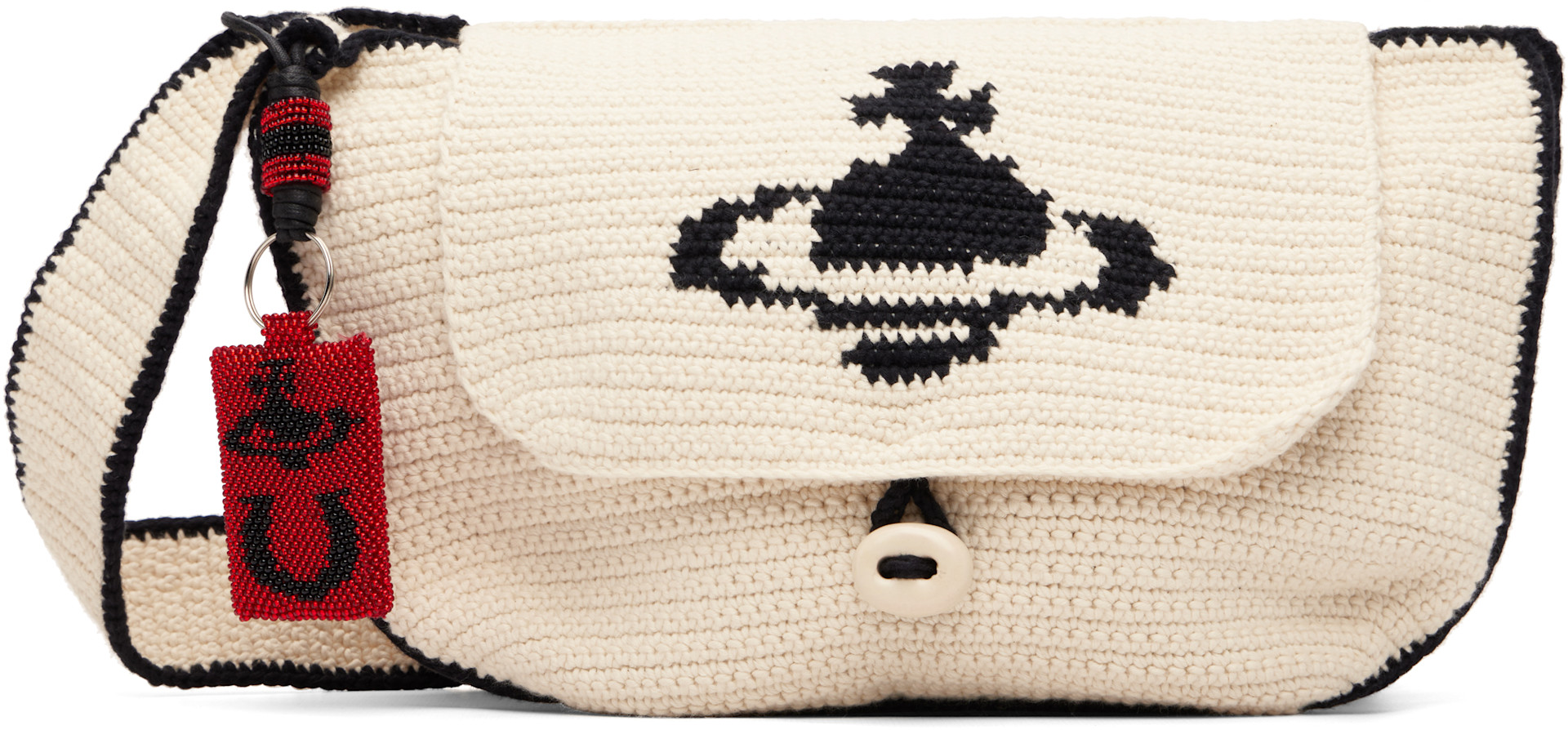 □Vivienne Westwood□カバン Vivienne Westwood: Beige Lucky Halfmoon Crochet Bag | SSENSE