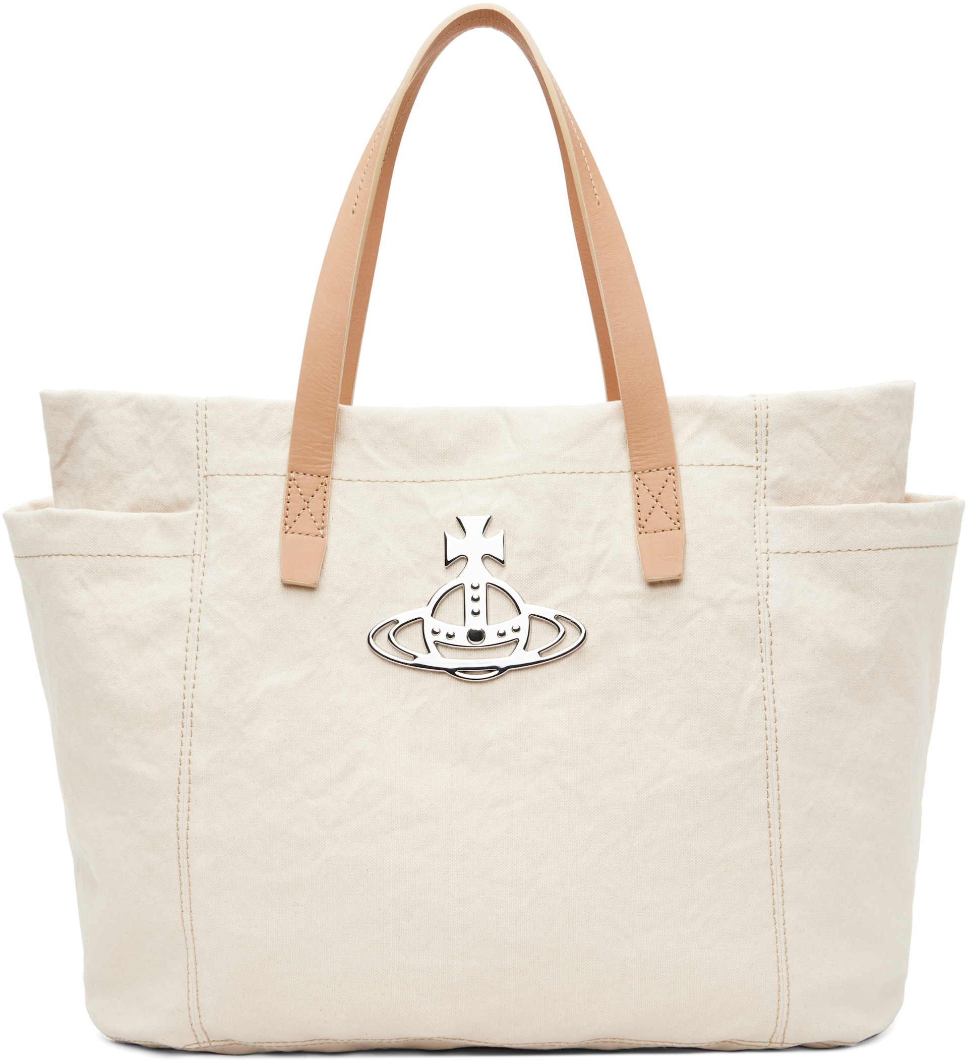 Vivienne Westwood: Beige Henry Medium Tote | SSENSE