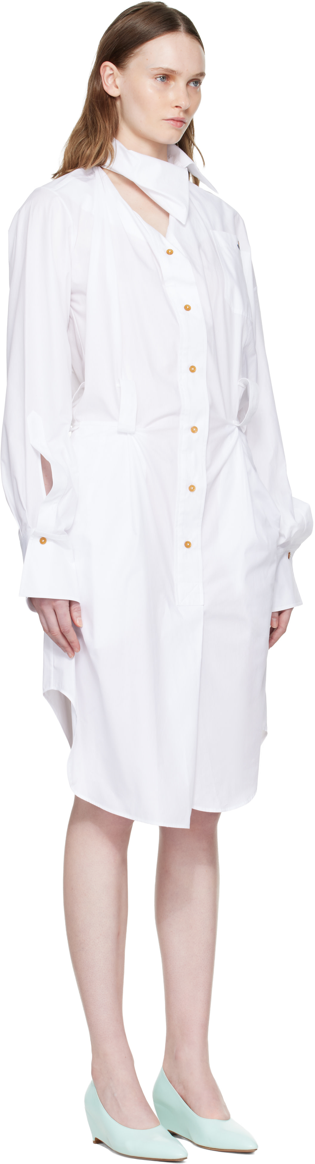 Vivienne Westwood: White Drunken Shirt Midi Dress | SSENSE