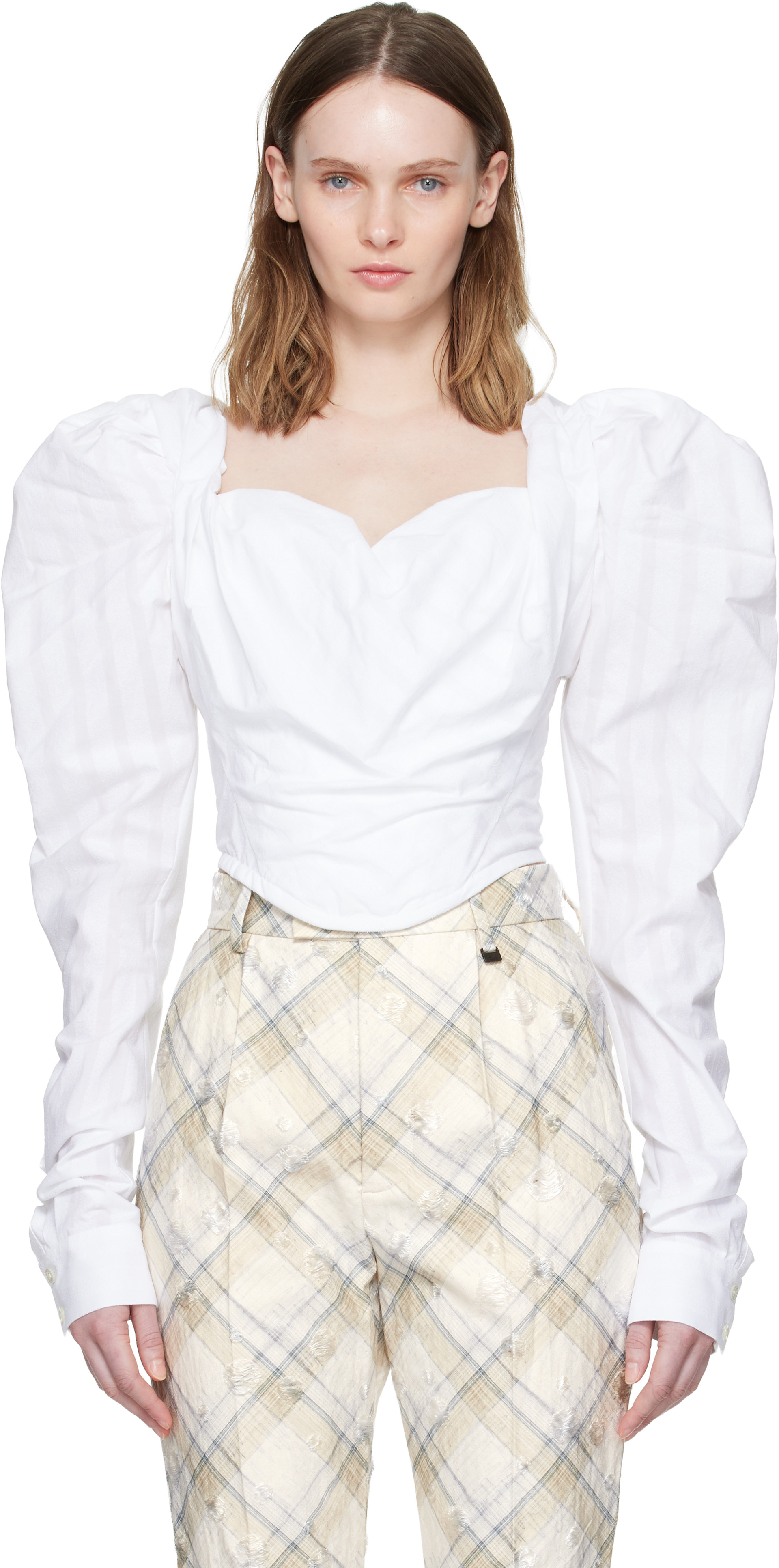 Vivienne Westwood: ホワイト LS Sunday コルセット ブラウス | SSENSE