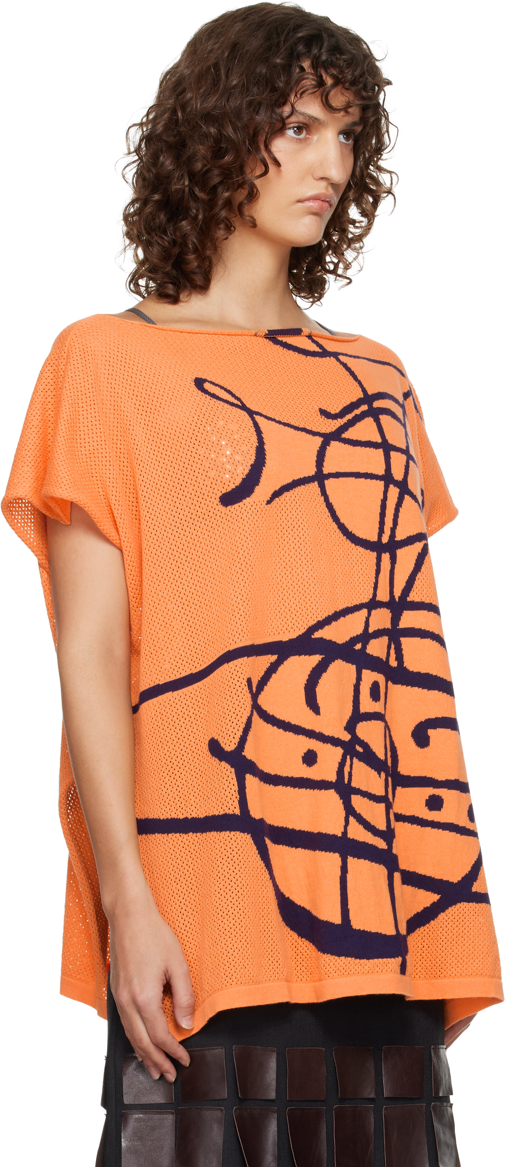 Vivienne Westwood: Orange Beach Top Graffiti Orb Cover-Up Top | SSENSE