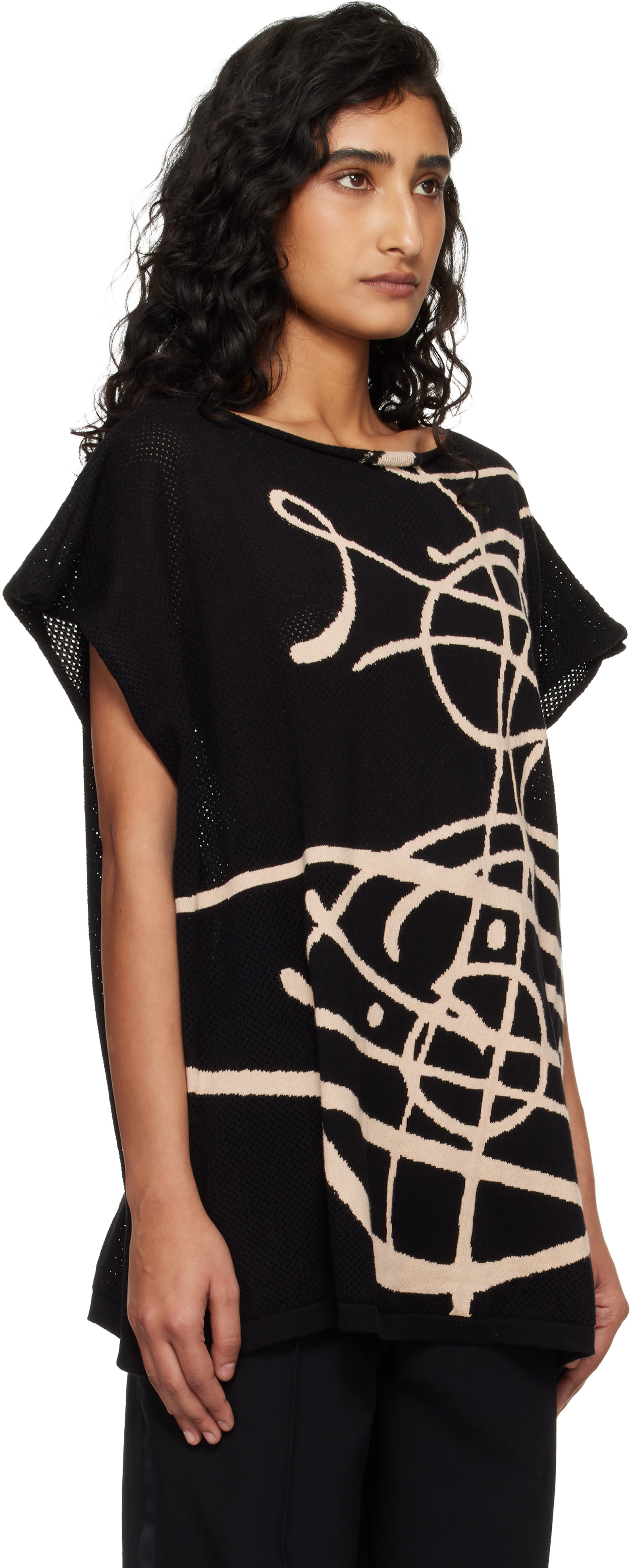 Vivienne Westwood: Black Beach Top Graffiti Orb Cover-Up Top | SSENSE