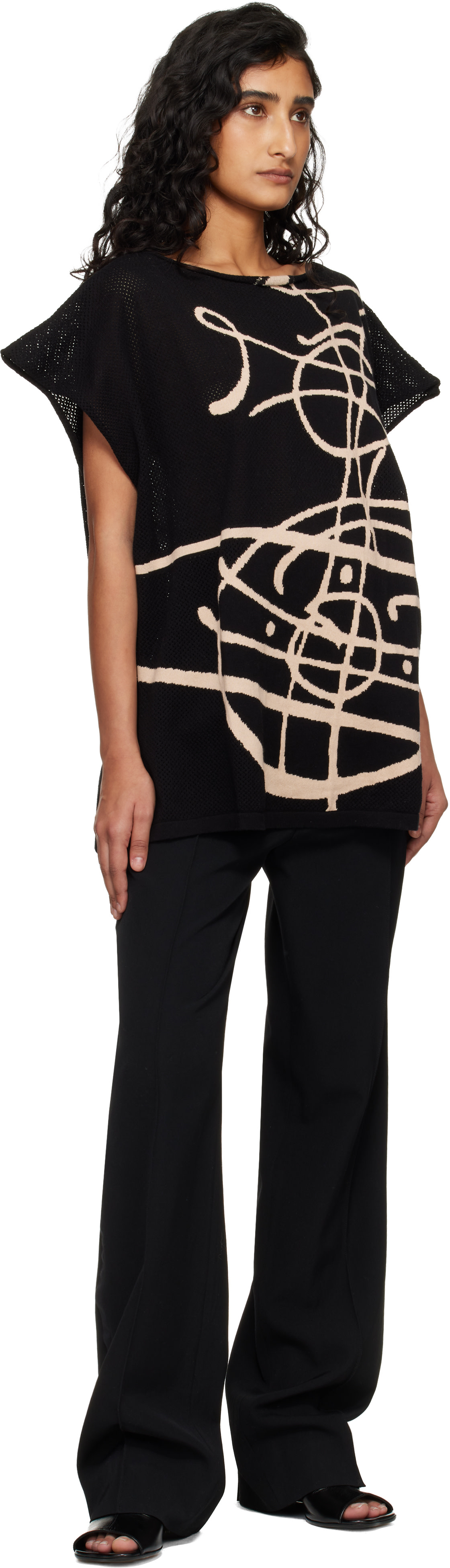 Vivienne Westwood: Black Beach Top Graffiti Orb Cover-Up Top | SSENSE