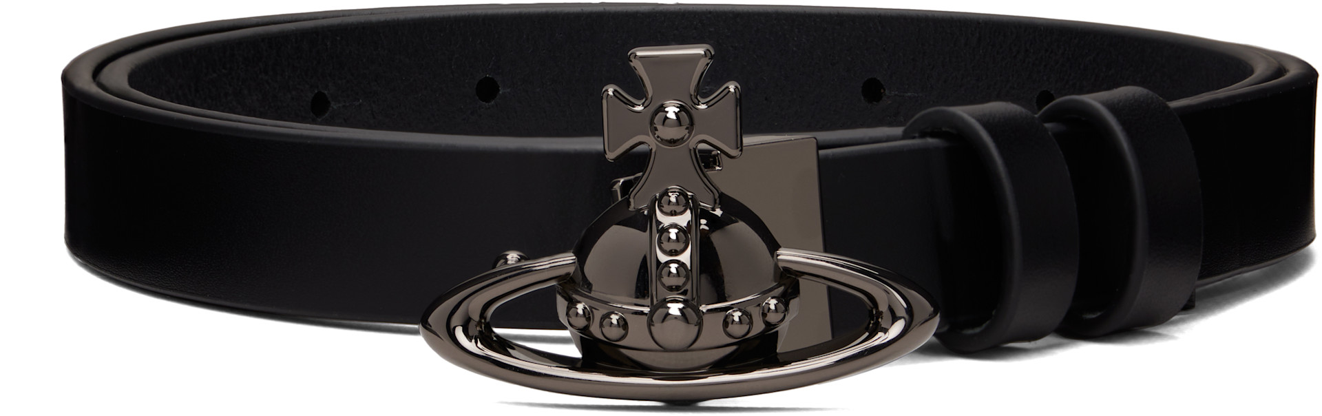 新品 Vivienne Westwoodベルト ブラック シルバーバックル Vivienne Westwood: ブラック Small Orb バックルベルト | SSENSE 日本
