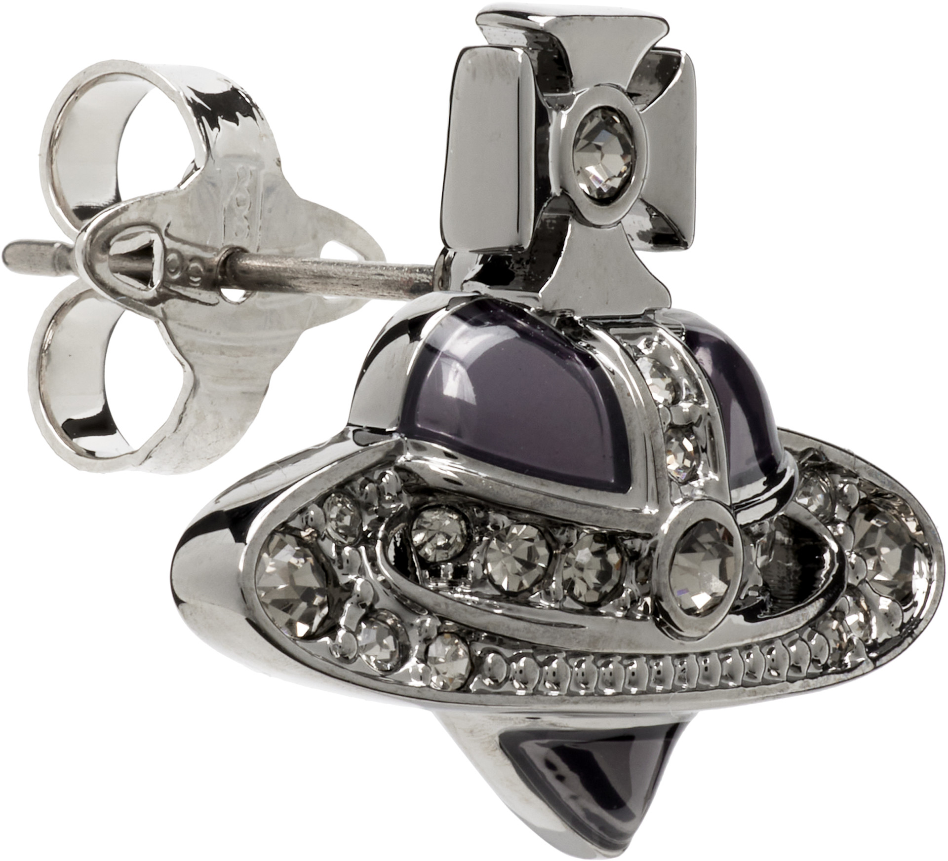 Vivienne Westwood: Man Diamante Heart Stud Single Earring | SSENSE