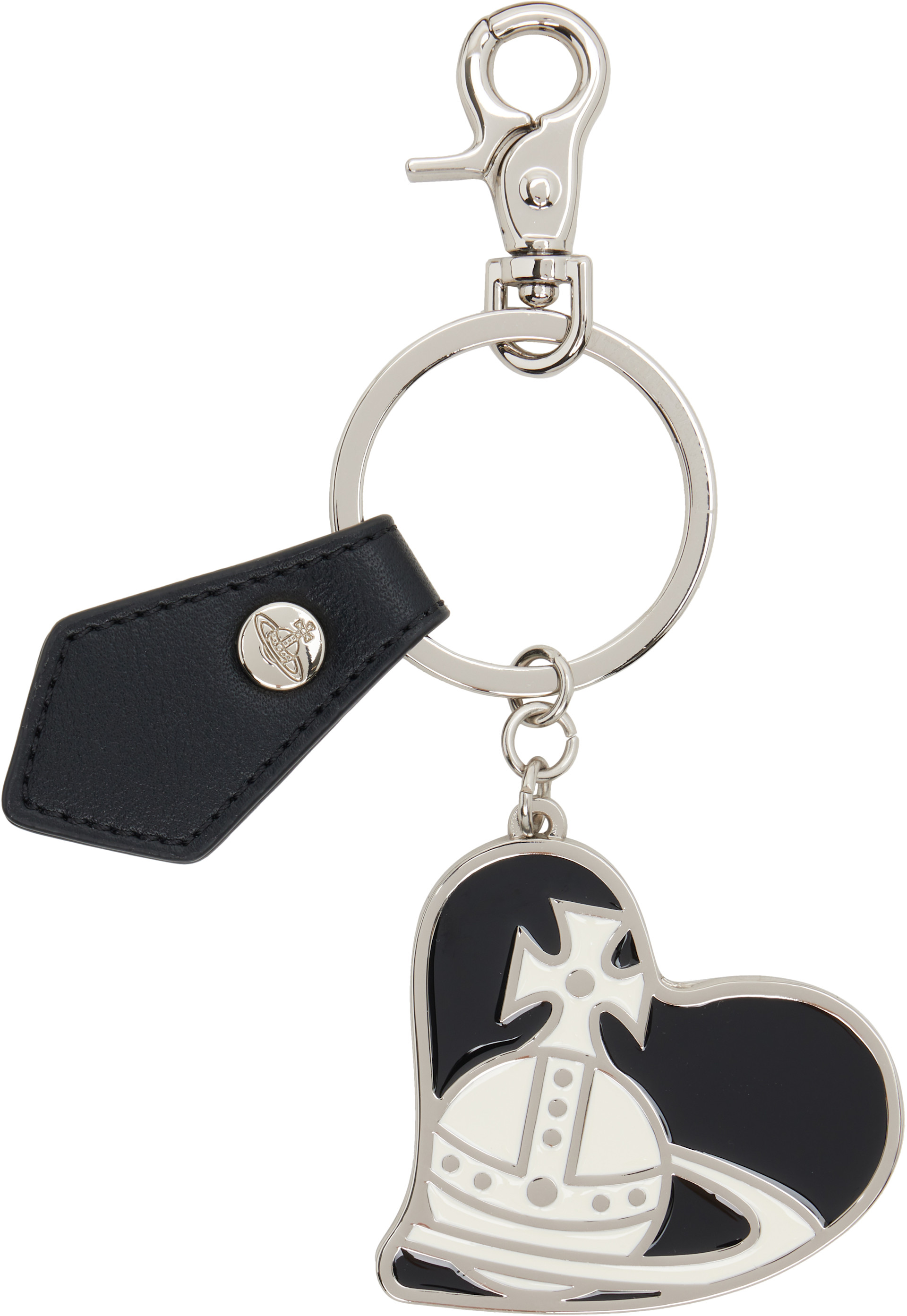 Vivienne Westwood: Black & Silver Orb Heart Keychain | SSENSE